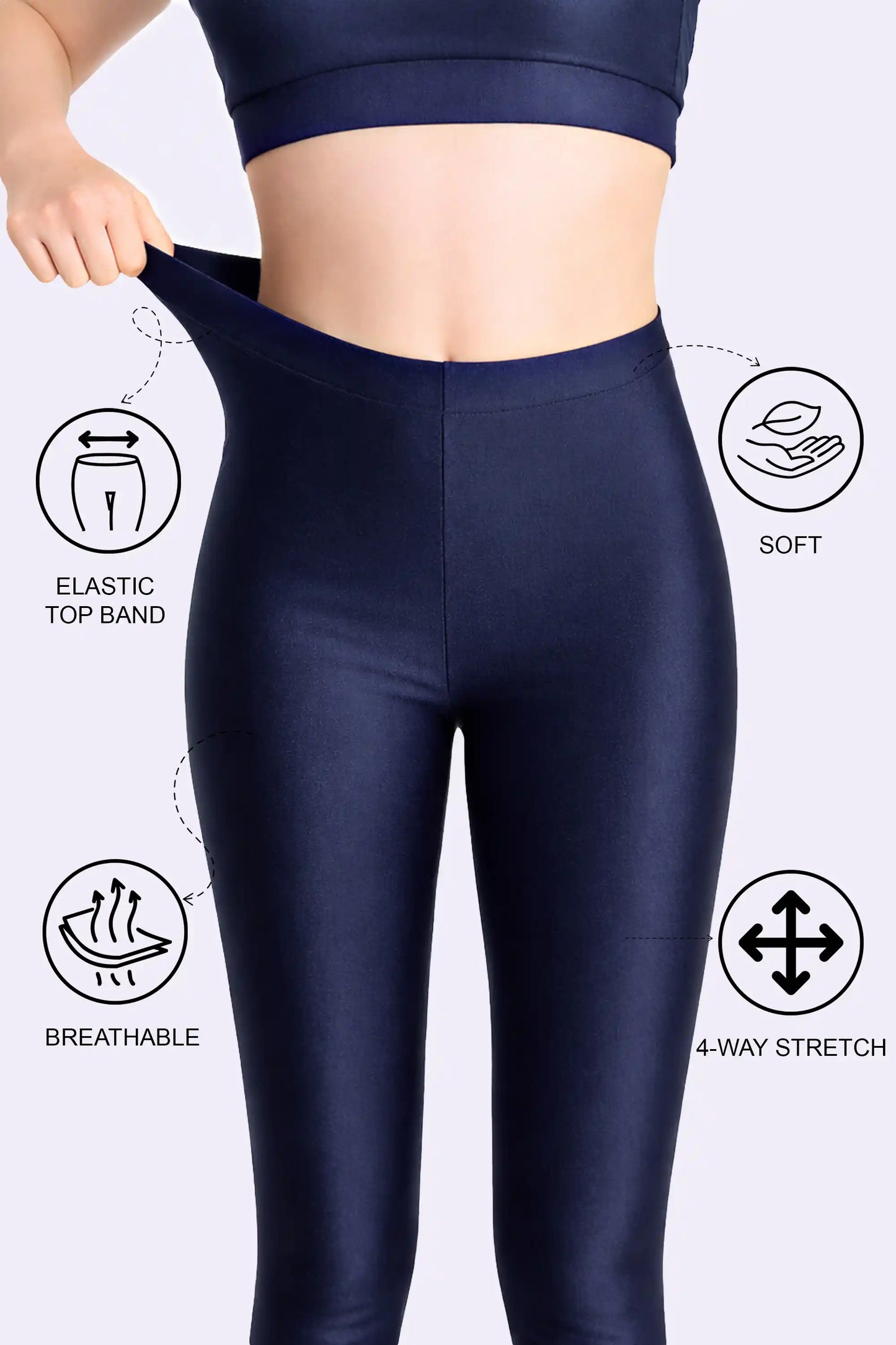 Girls Shiny High Waisted Leggings – Dance & Gymnastics Stretch Tights