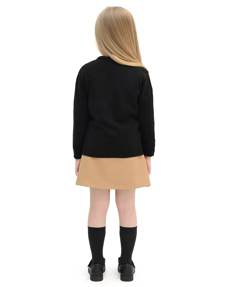 Girls Knit Pearl Buttoned Cardigan Sweater