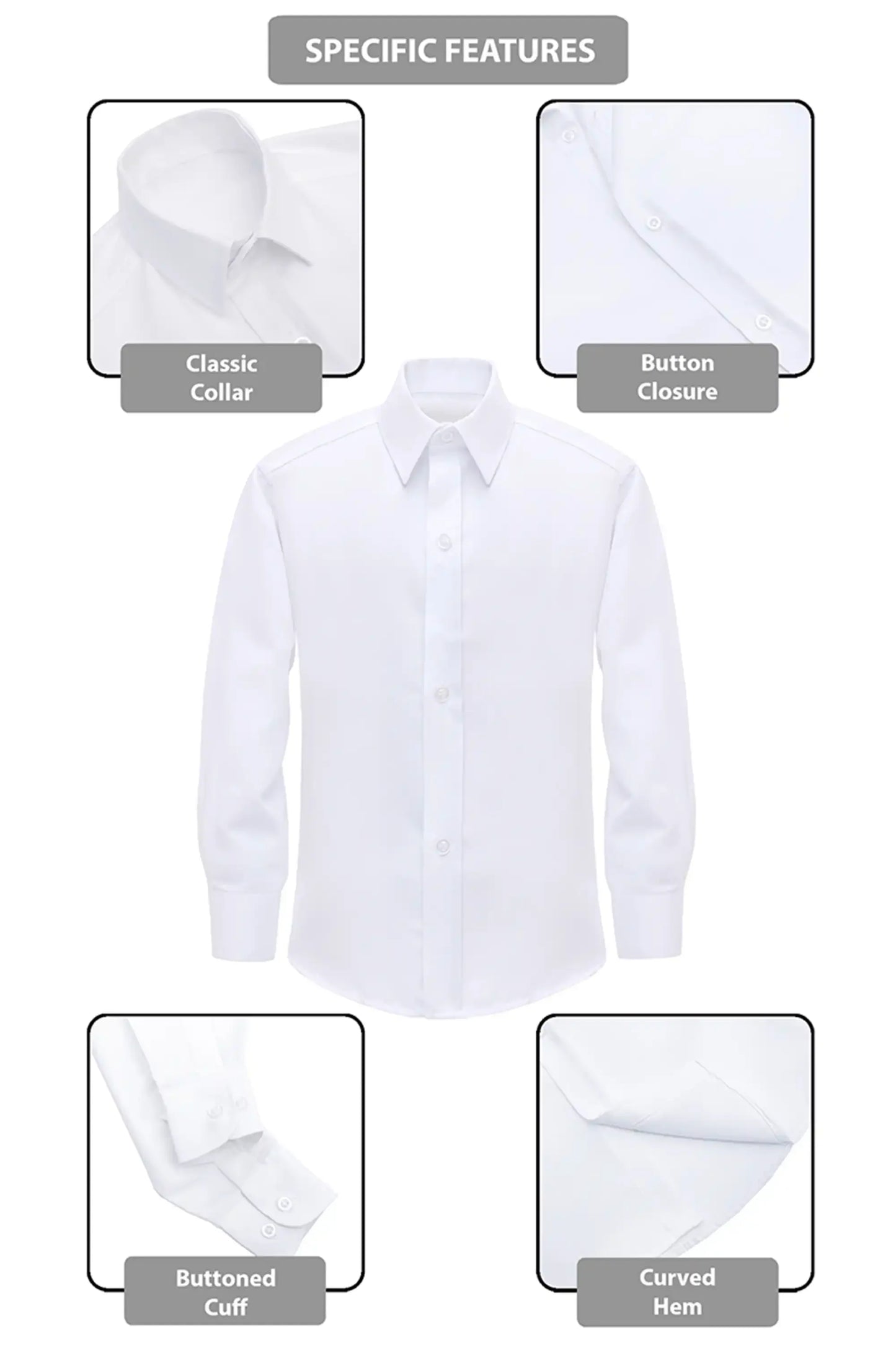 Boys' Button Down Shirt Solid Long Sleeve Dress Shirt