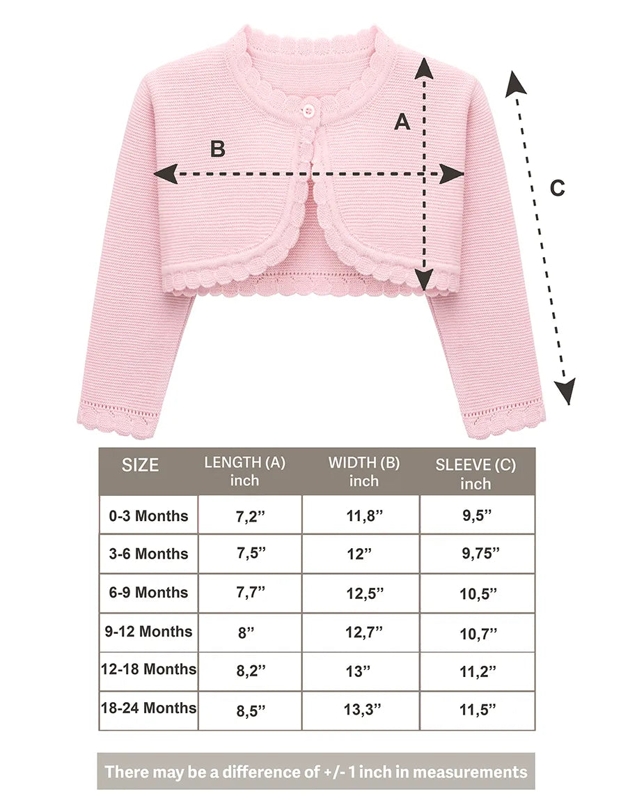 Girls' Long Sleeve Knit Button Closure Bolero Shrug