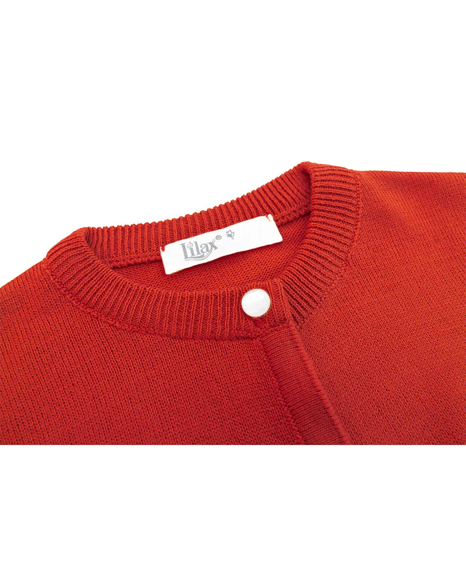 Girls Knit Pearl Buttoned Cardigan Sweater