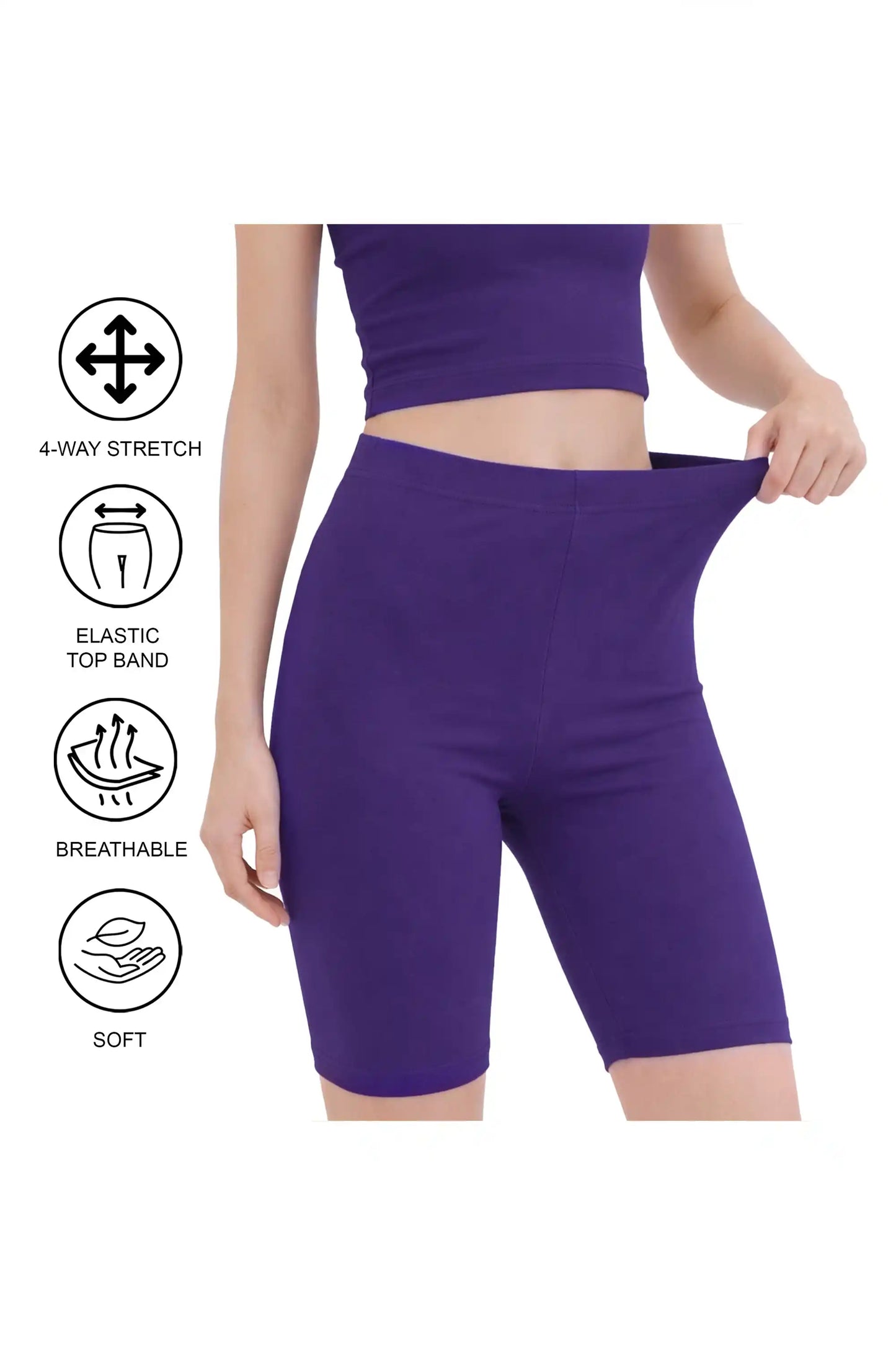 Girls' Soft Stretch Bike Shorts | Elastic Waist | Cotton Blend | Toddler & Kids Sizes 2T–12Y