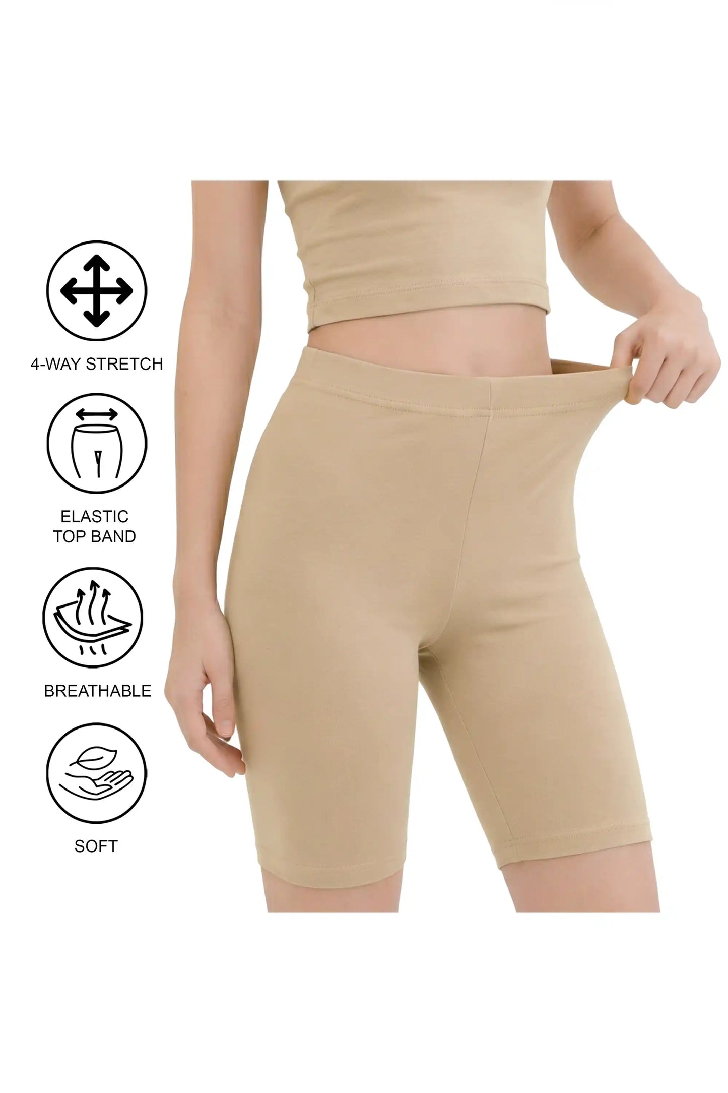 Girls' Soft Stretch Bike Shorts | Elastic Waist | Cotton Blend | Toddler & Kids Sizes 2T–12Y