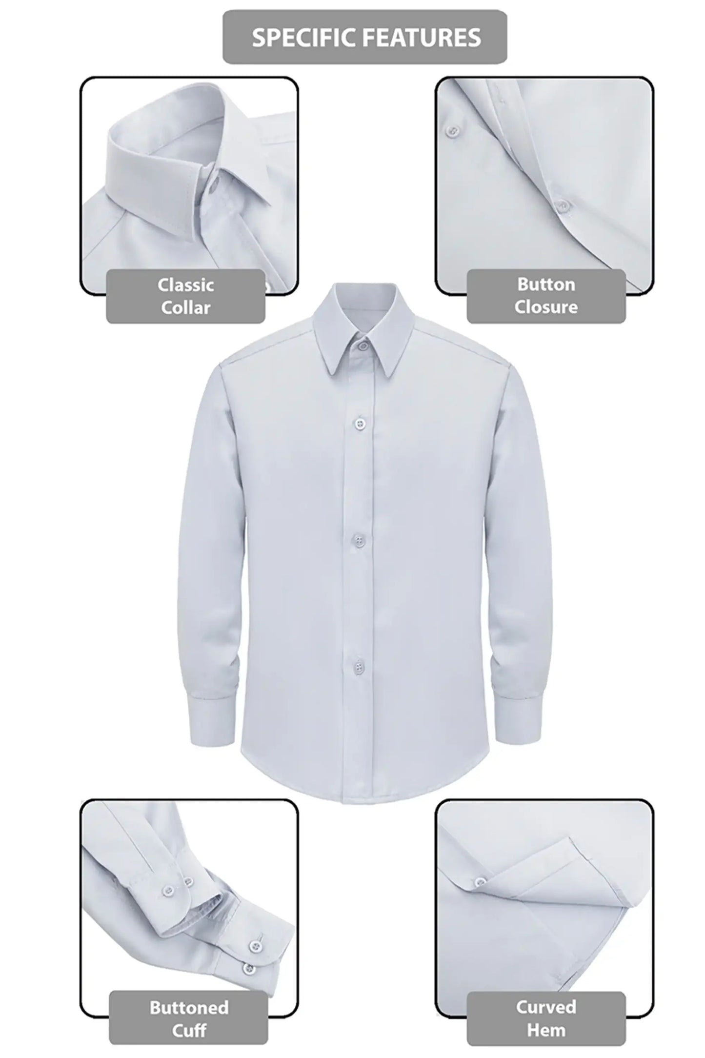 Boys' Button Down Shirt Solid Long Sleeve Dress Shirt