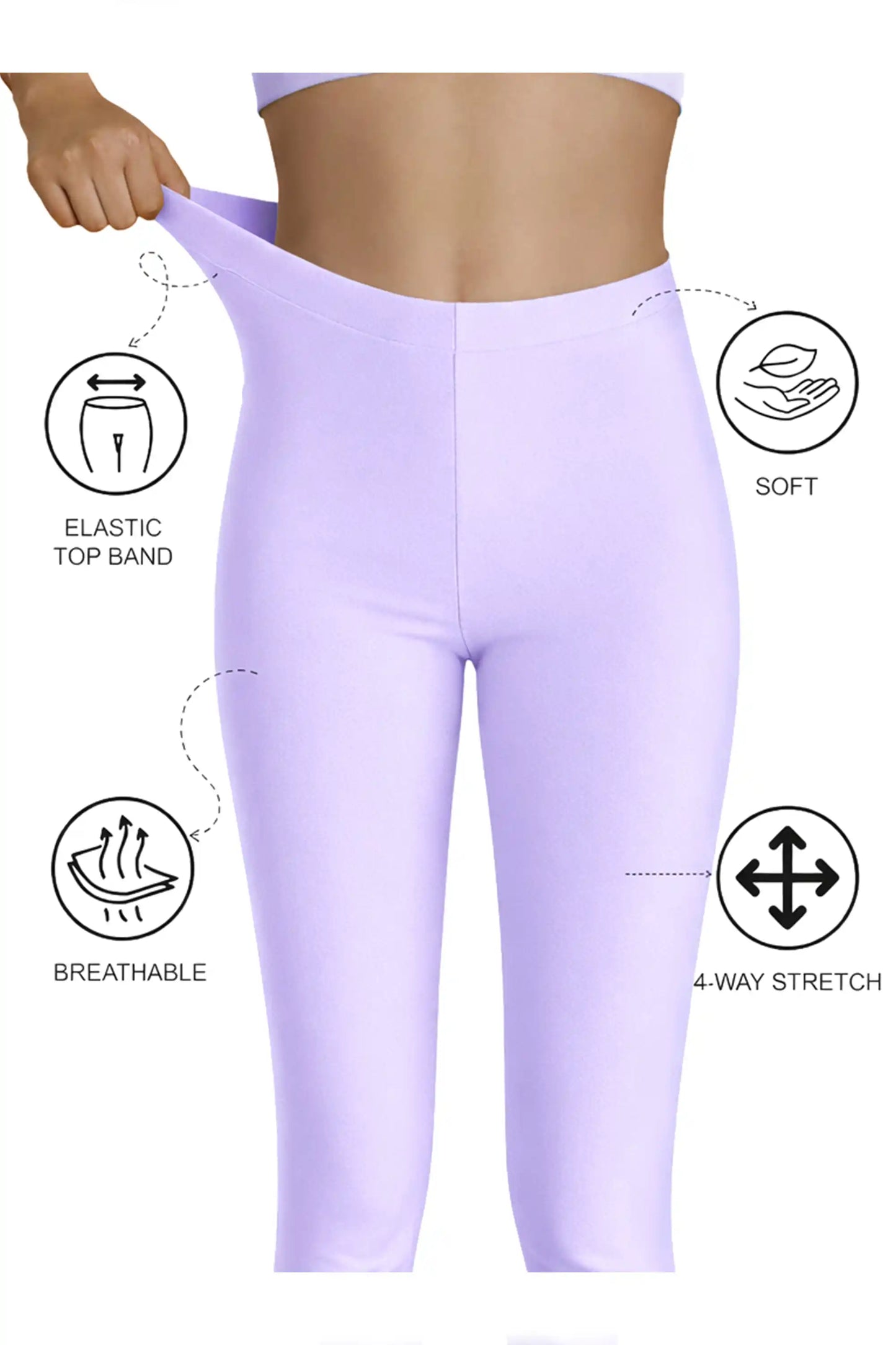 Girls Shiny High Waisted Leggings – Dance & Gymnastics Stretch Tights