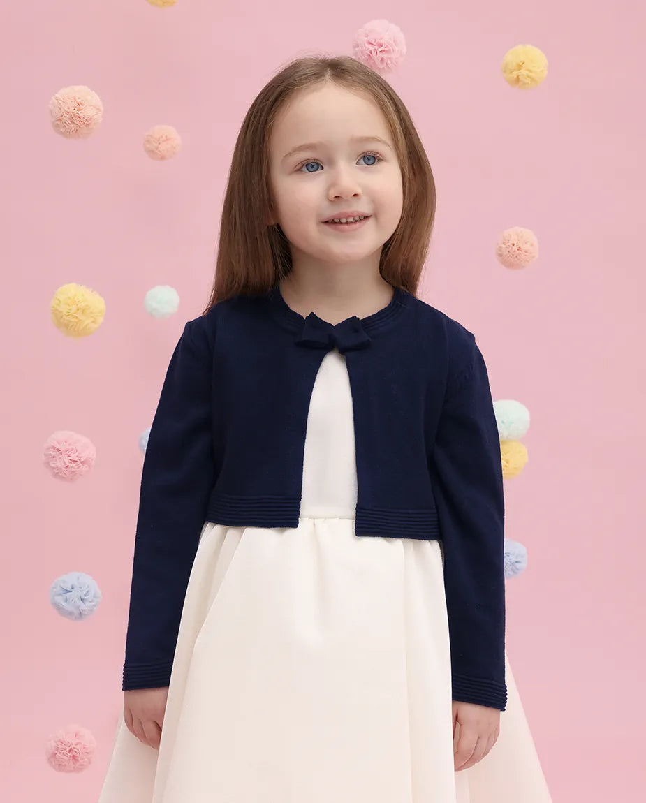 Little Girls' Long Sleeve Bowknot Closure Bolero Cardigan