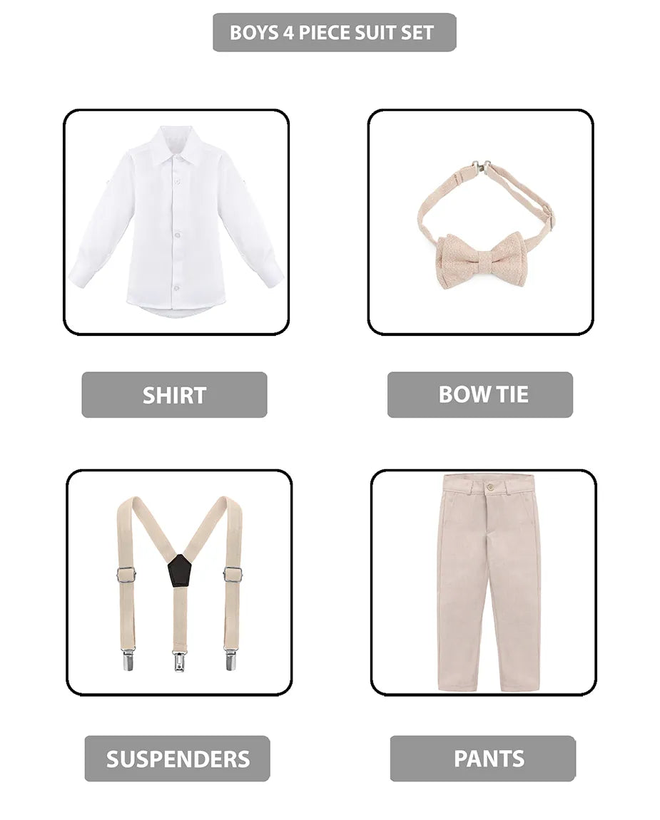 Boys Formal Slim Fit 4 Piece Pant Set