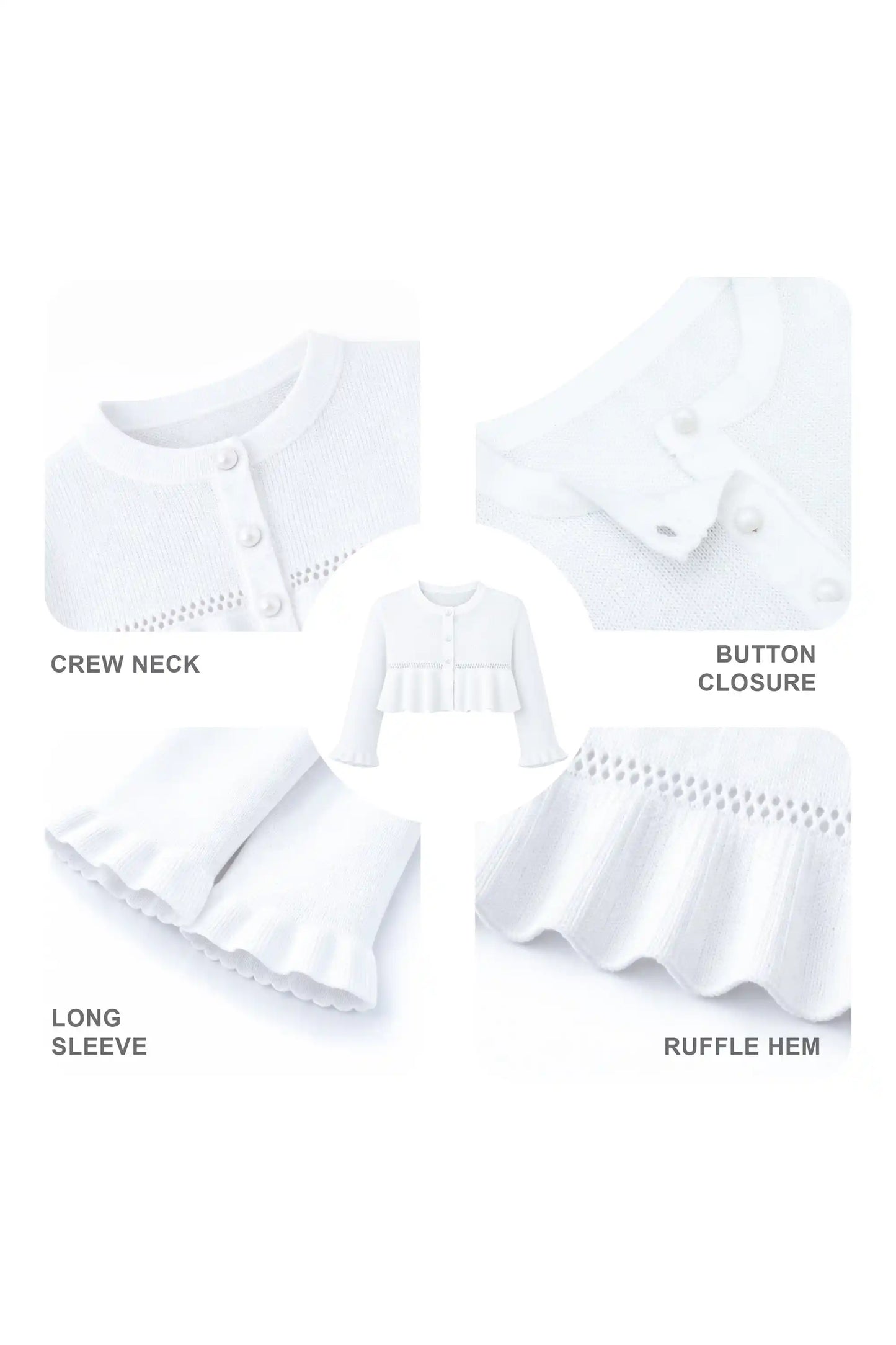 Baby Girls' Long Sleeve Knit One Button Closure Bolero Shrug