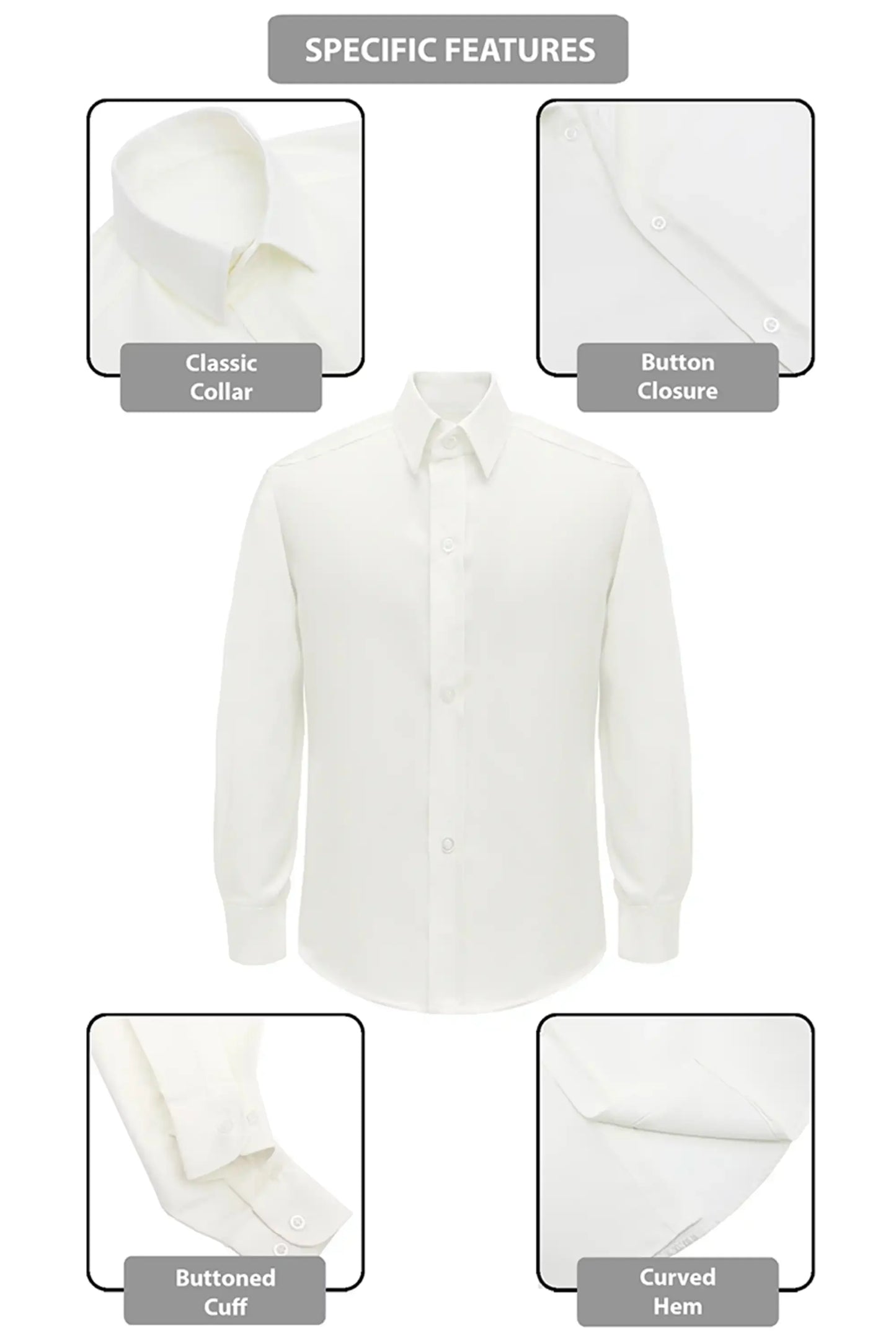 Boys' Button Down Shirt Solid Long Sleeve Dress Shirt