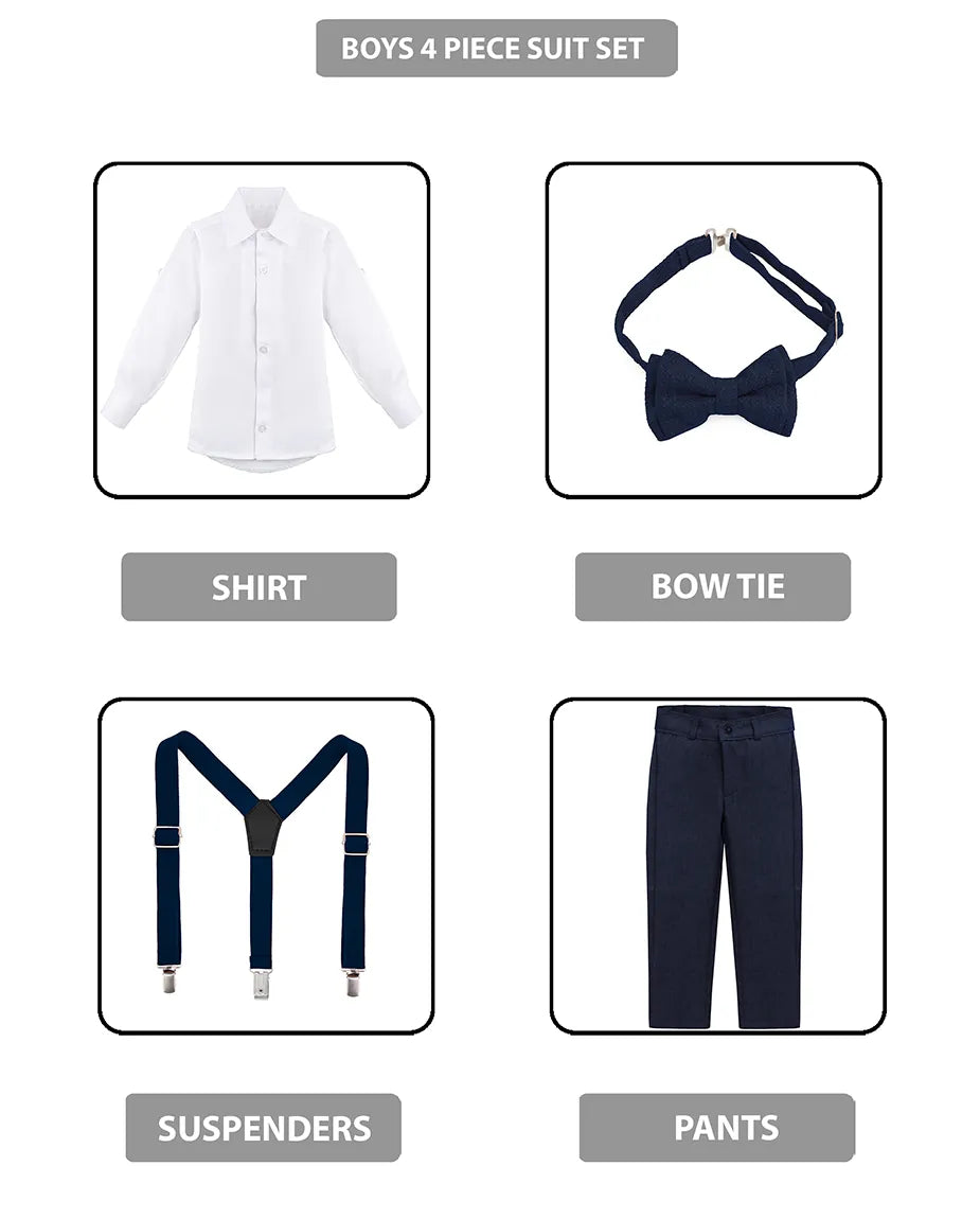 Boys Formal Slim Fit 4 Piece Pant Set