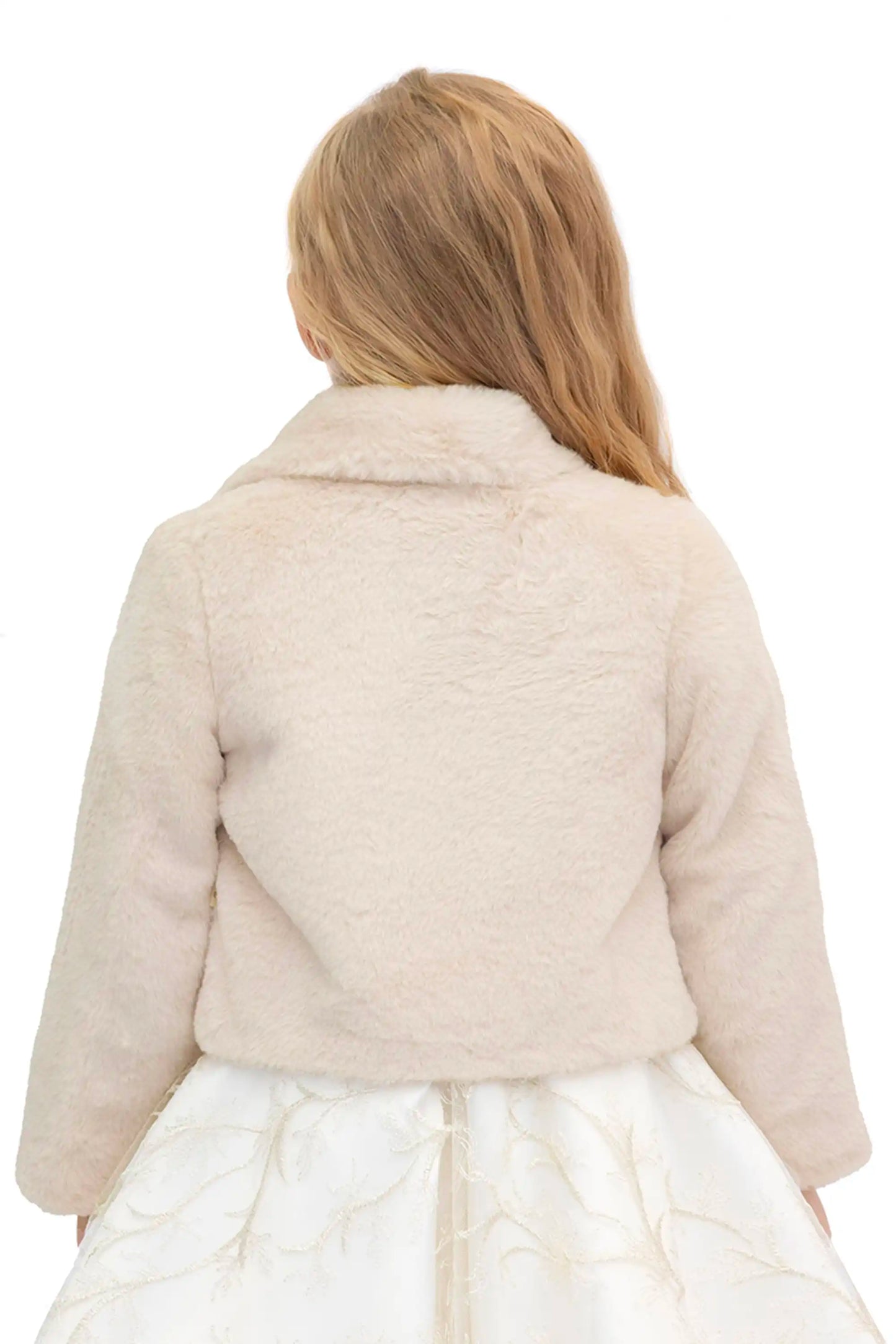 Girls Faux Fur Shrug Jacket Tied Ribbon Cozy Bolero