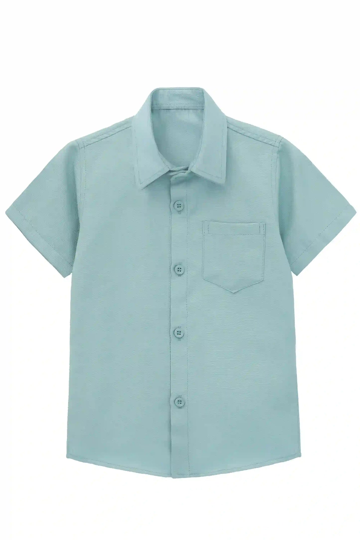 Boys' Button Down Shirt Solid Short Sleeve Classic Solid Oxford Dress Shirt