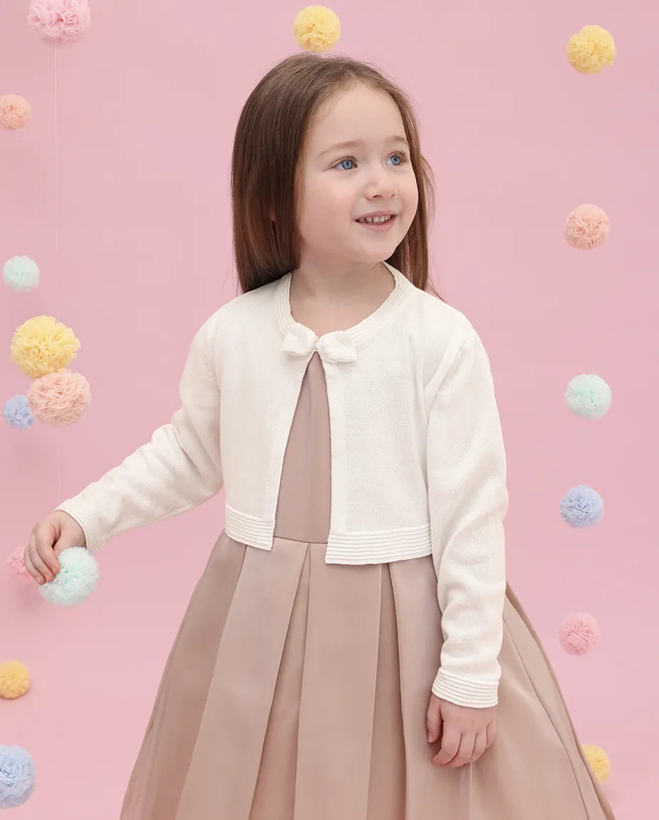 Little Girls' Long Sleeve Bowknot Closure Bolero Cardigan