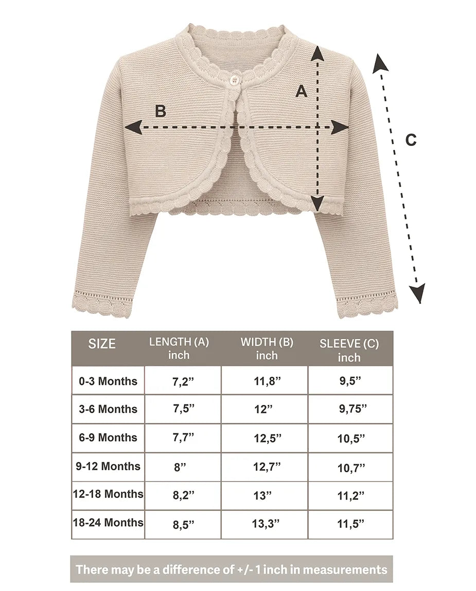 Girls' Long Sleeve Knit Button Closure Bolero Shrug
