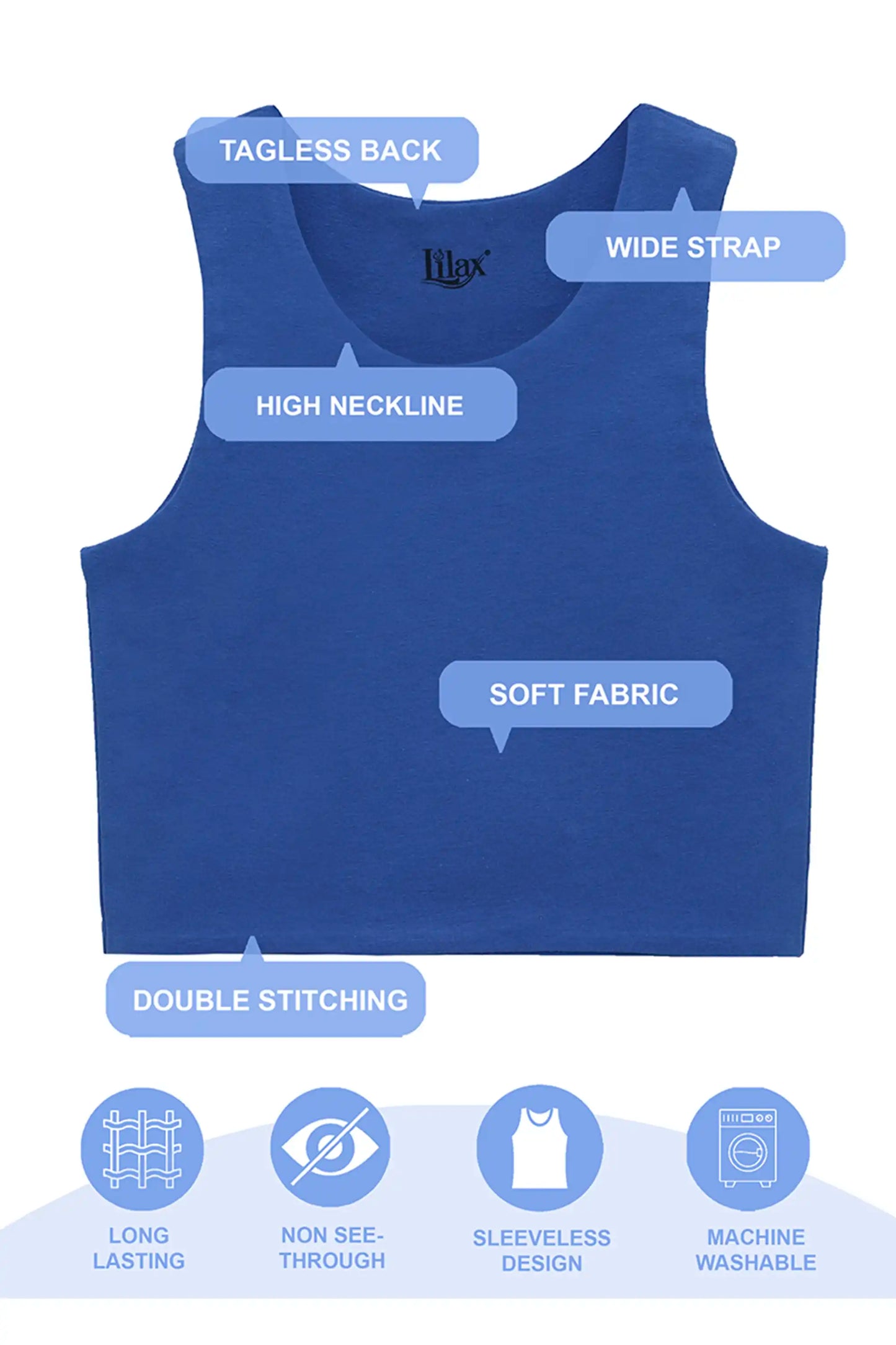 Girls' Double Lined Sleeveless Basic Crop Tank Top