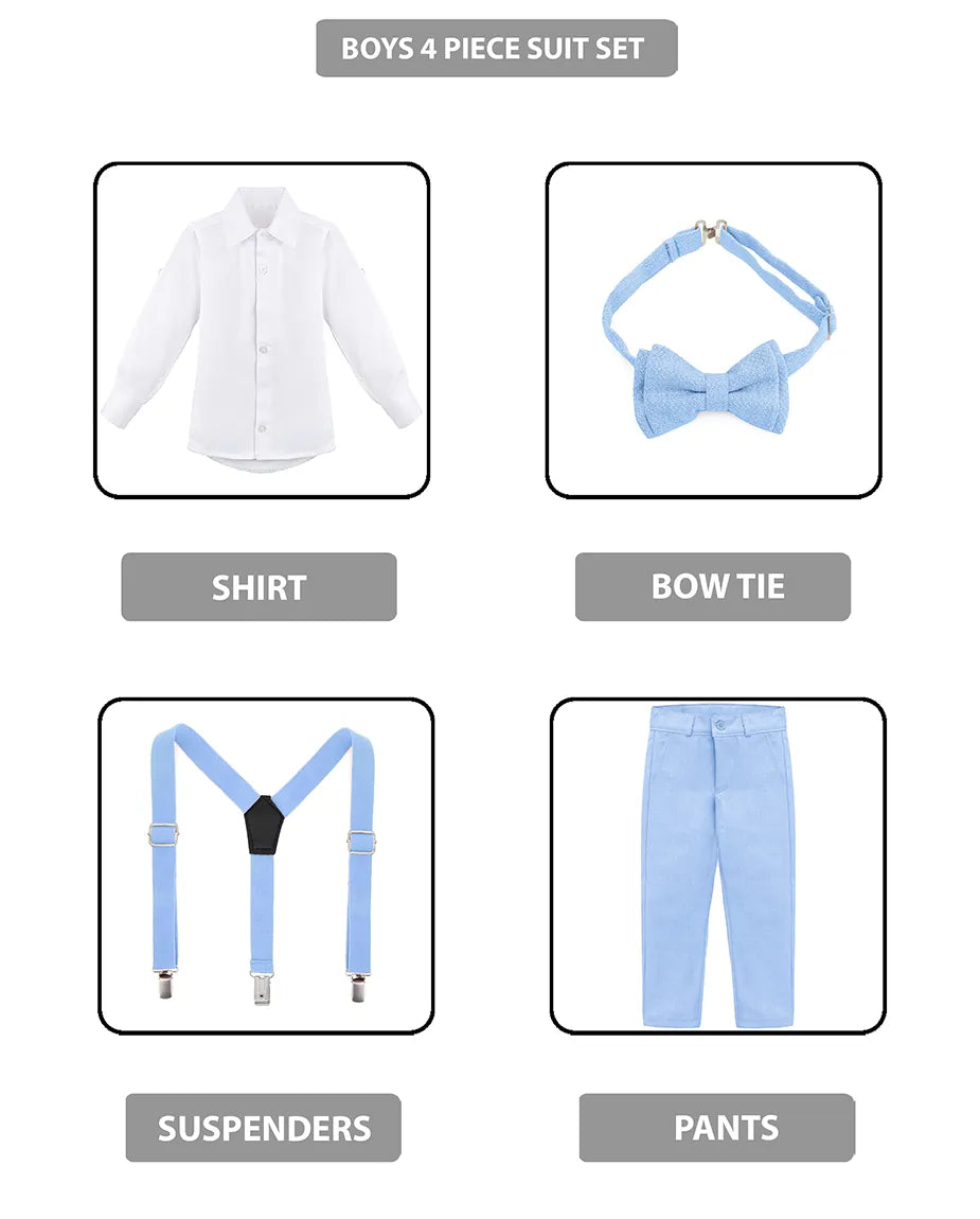 Boys Formal Slim Fit 4 Piece Pant Set