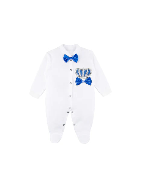 Regal and Handsome: 5-Piece Layette Gift Set with Jeweled Crown Tuxedo for Baby Boys (0-3 Months)