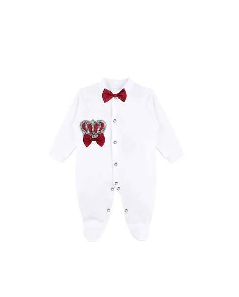 Regal and Handsome: 5-Piece Layette Gift Set with Jeweled Crown Tuxedo for Baby Boys (0-3 Months)