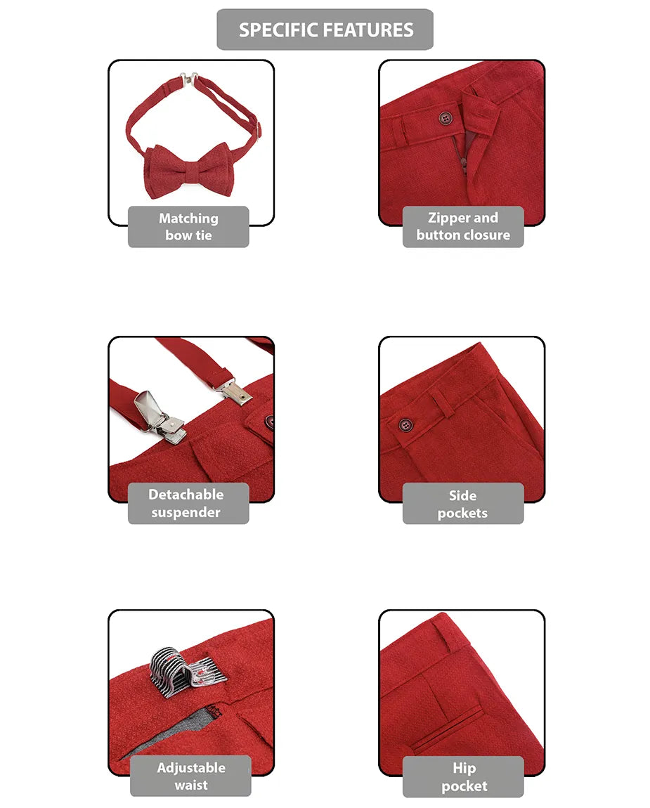 Boys Formal Slim Fit 4 Piece Pant Set