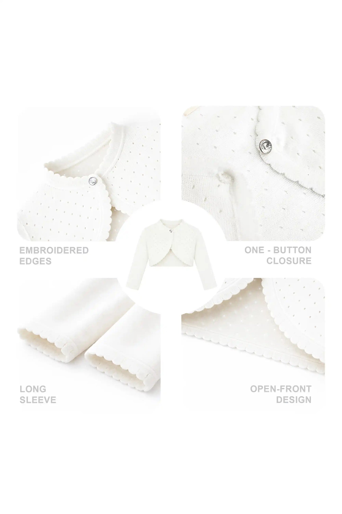 Baby Girls' Long Sleeve Knit One Button Closure Bolero Shrug