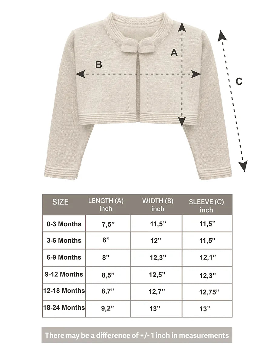 Baby Girls' Long Sleeve Bowknot Closure Bolero Cardigan