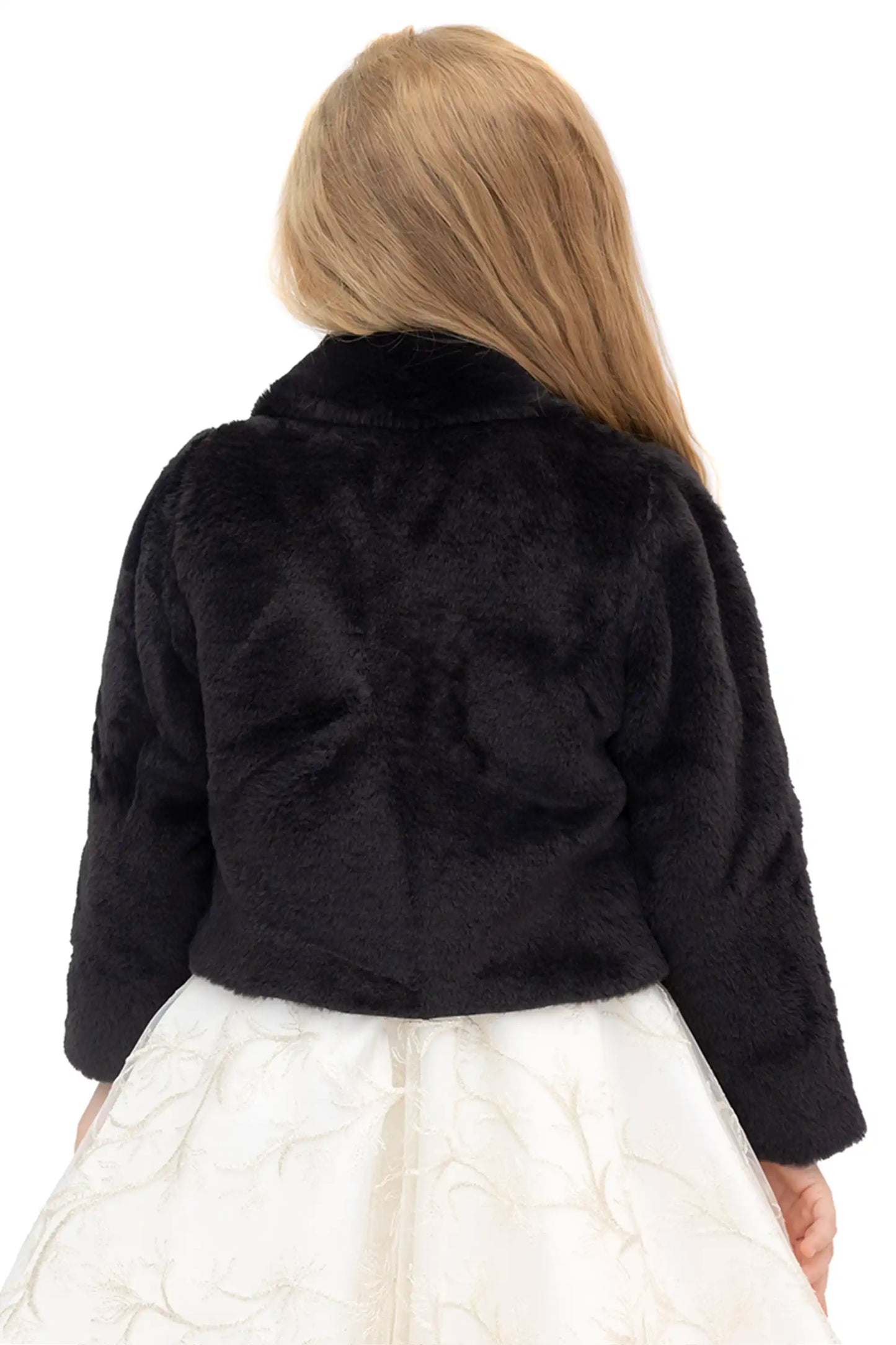 Girls Faux Fur Shrug Jacket Tied Ribbon Cozy Bolero