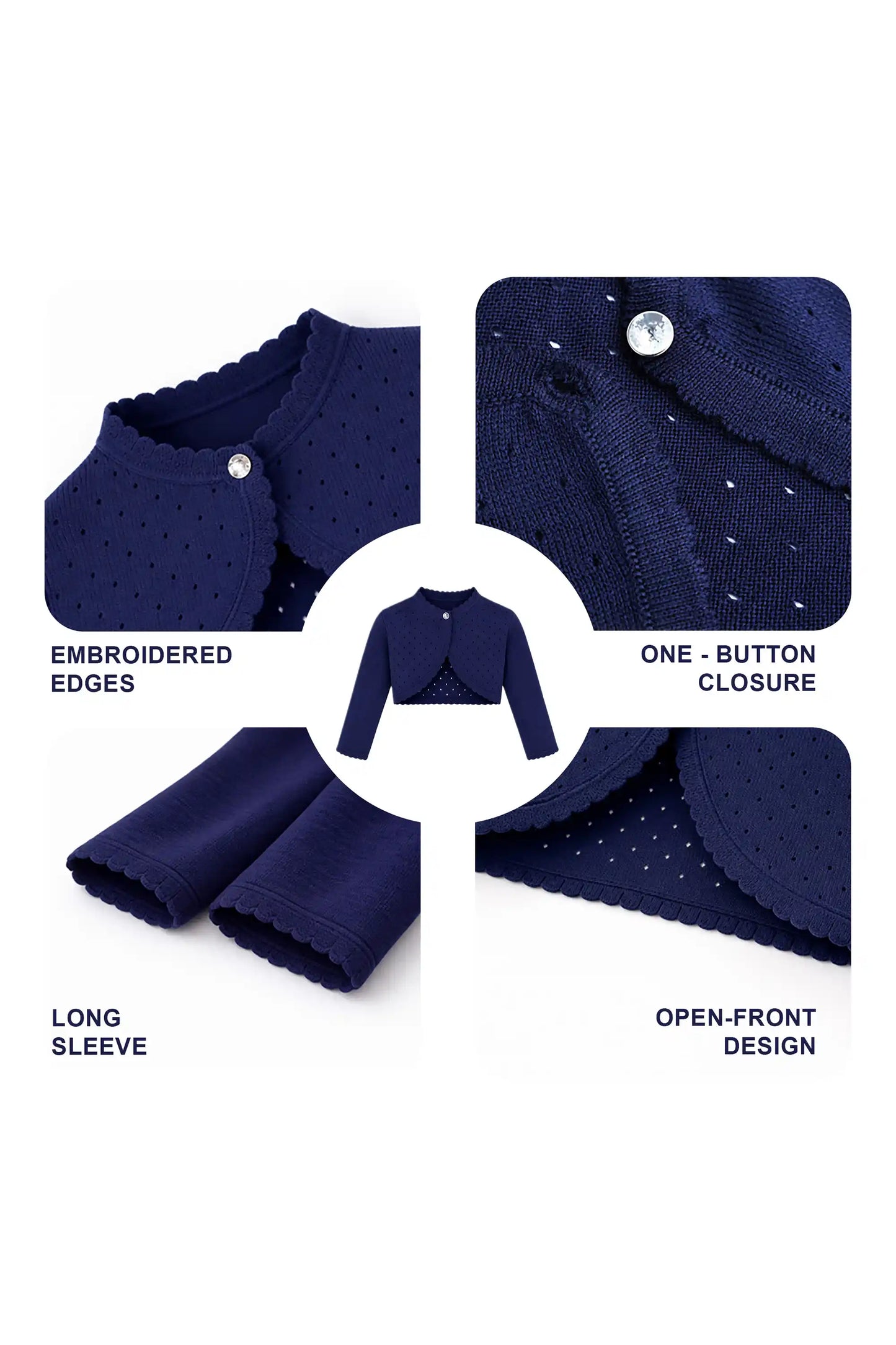 Baby Girls' Long Sleeve Knit One Button Closure Bolero Shrug