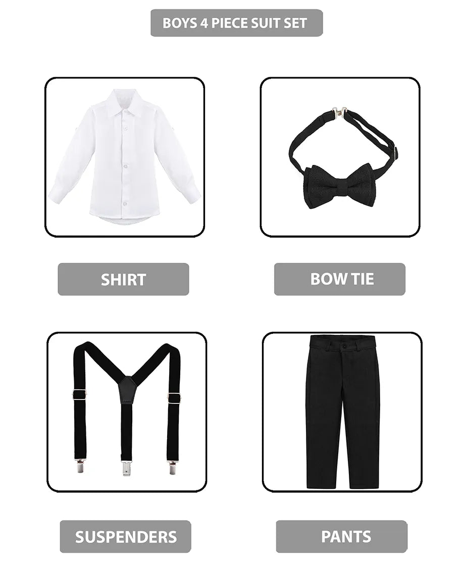 Boys Formal Slim Fit 4 Piece Pant Set