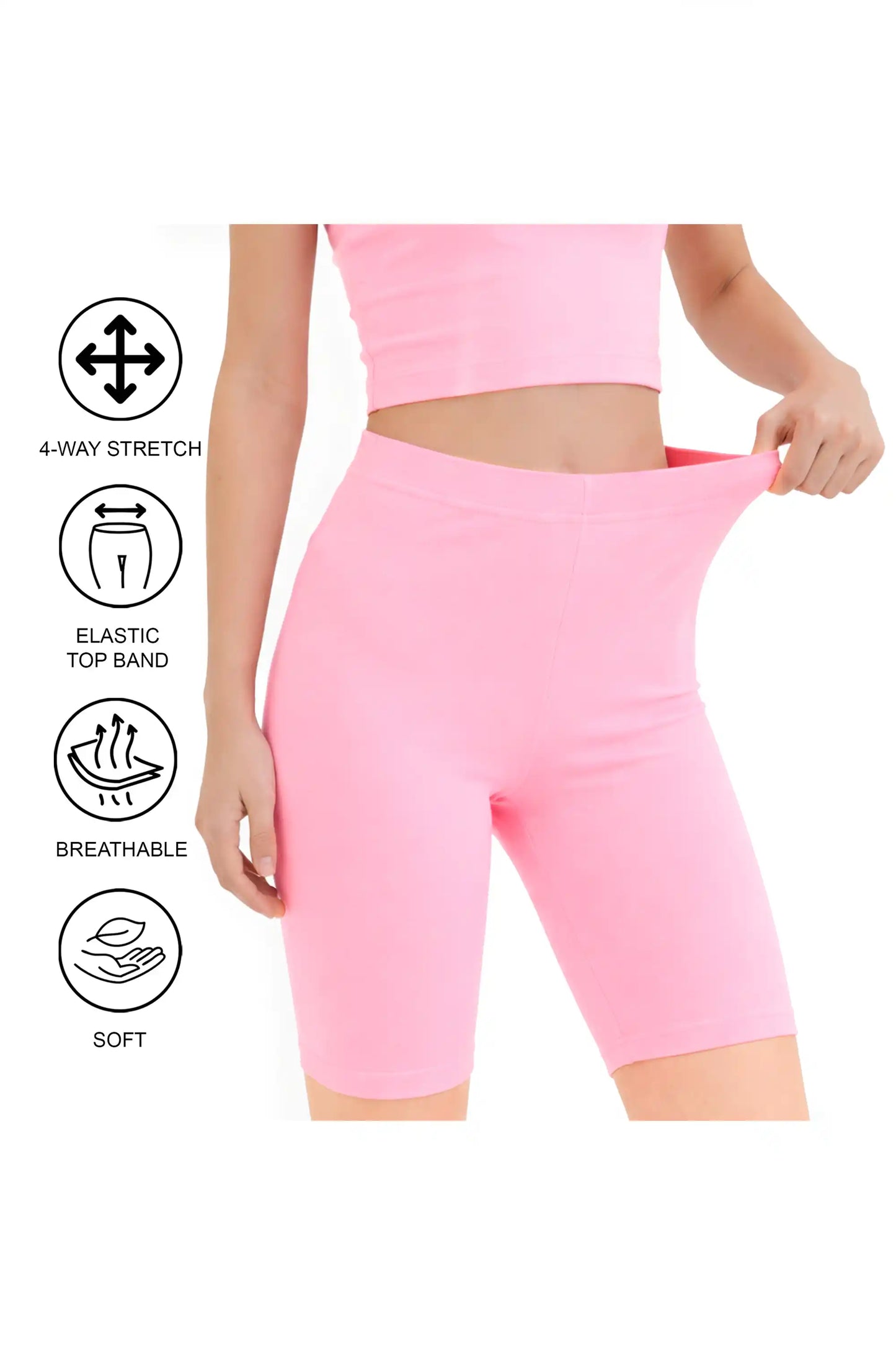 Girls' Soft Stretch Bike Shorts | Elastic Waist | Cotton Blend | Toddler & Kids Sizes 2T–12Y