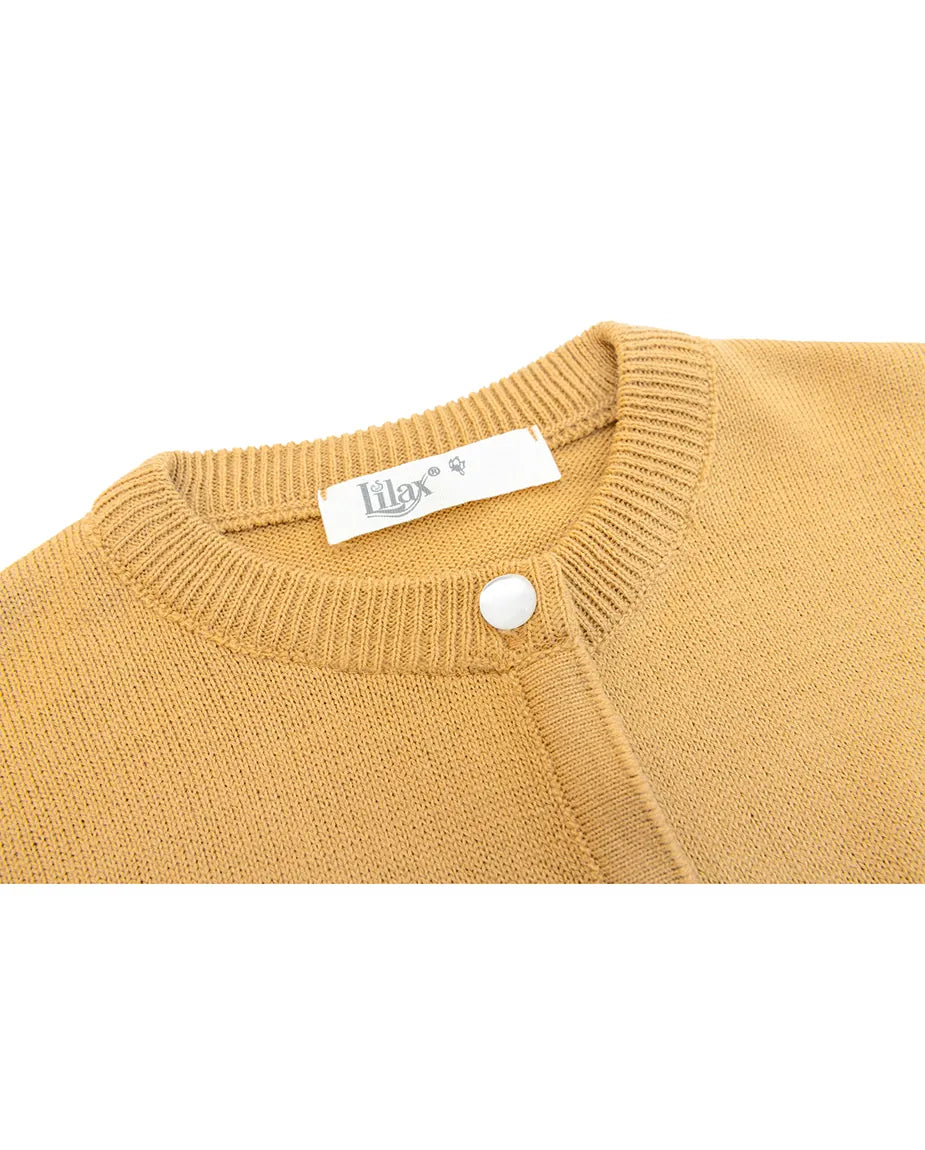 Girls Knit Pearl Buttoned Cardigan Sweater