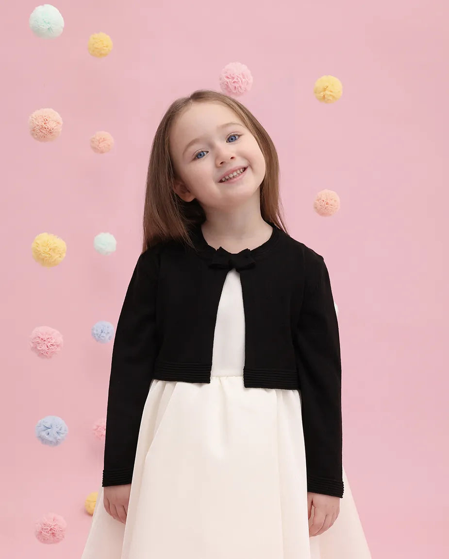Little Girls' Long Sleeve Bowknot Closure Bolero Cardigan