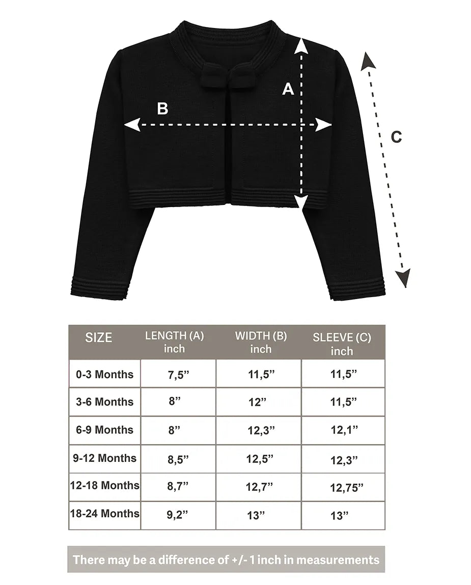 Baby Girls' Long Sleeve Bowknot Closure Bolero Cardigan