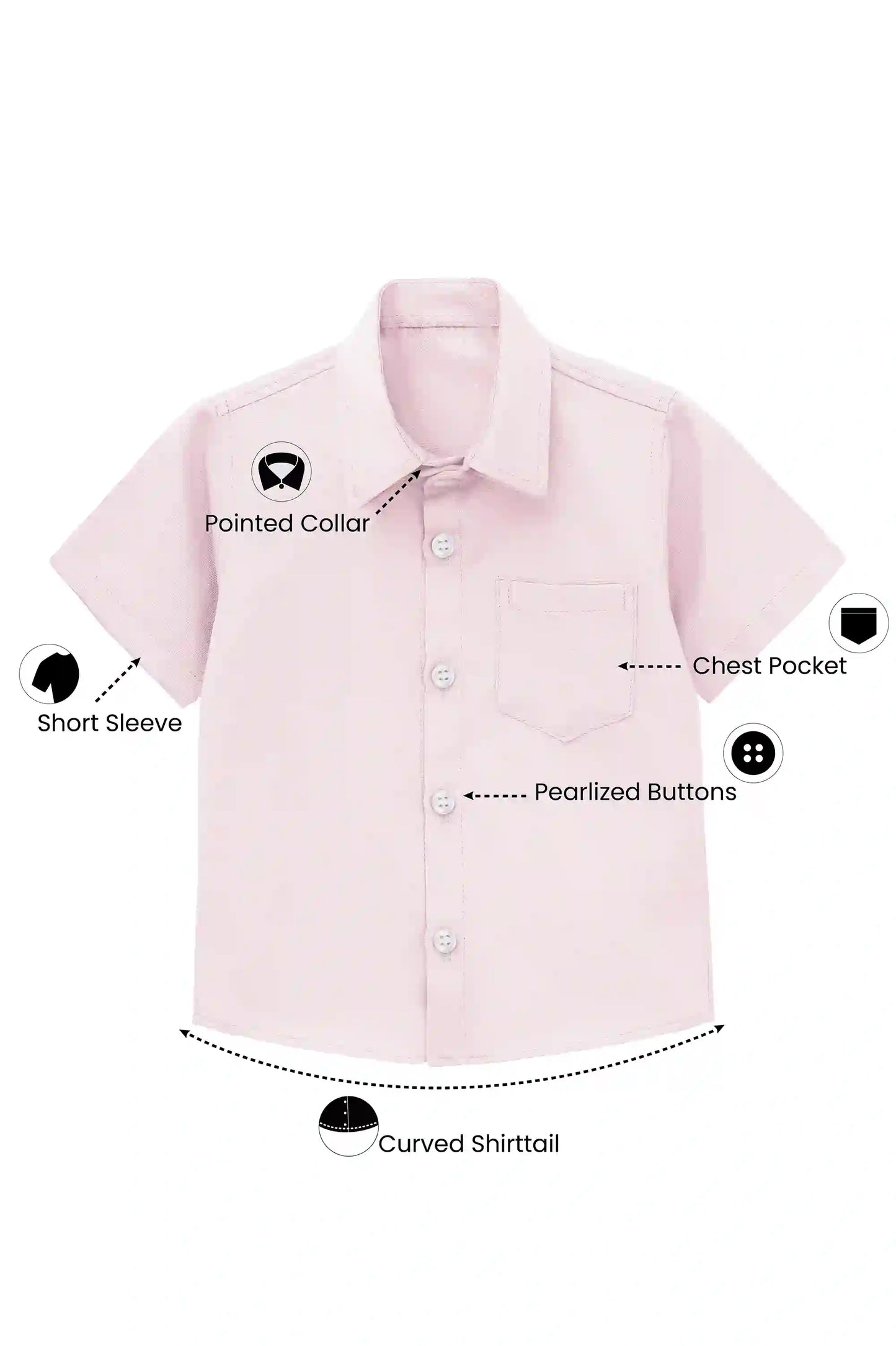 Boys' Button Down Shirt Solid Short Sleeve Classic Solid Oxford Dress Shirt