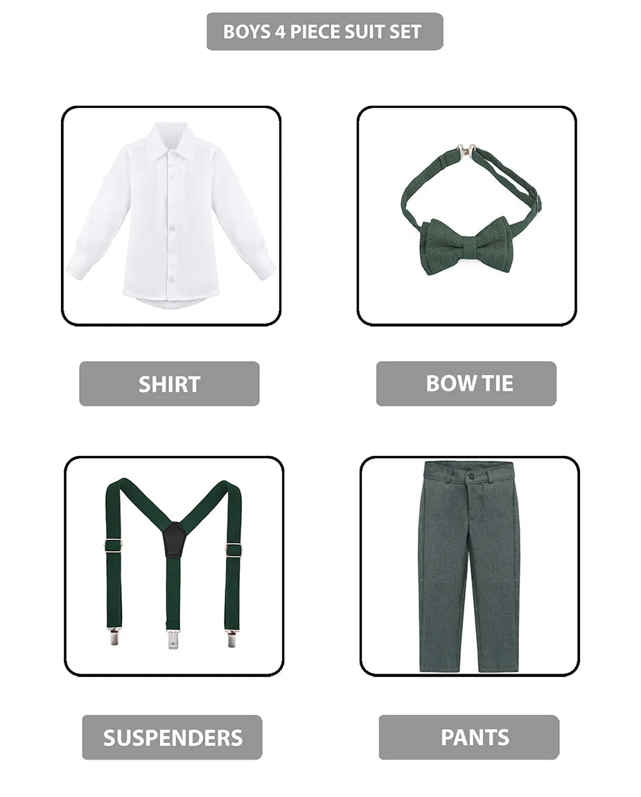 Boys Formal Slim Fit 4 Piece Pant Set