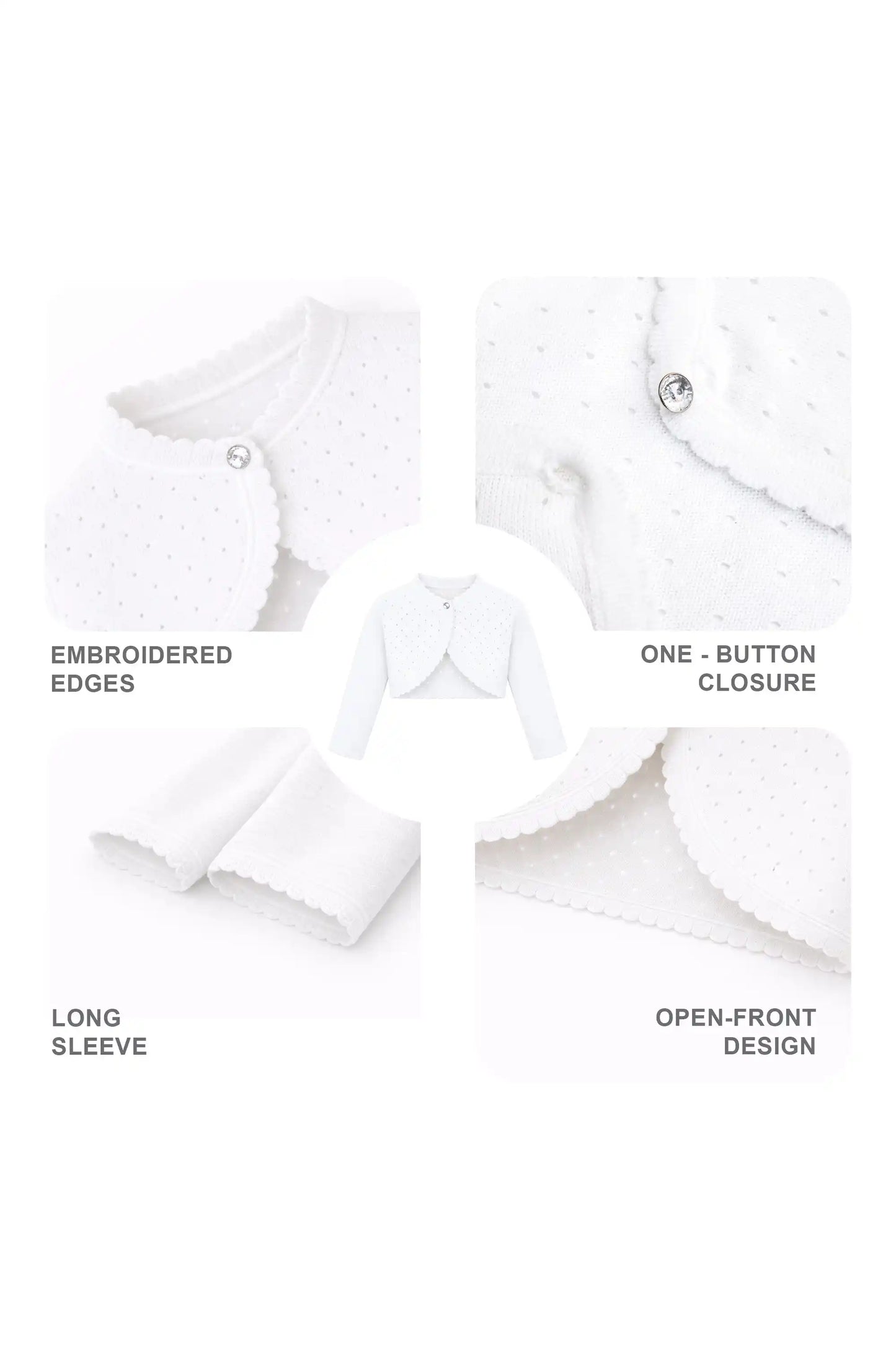 Baby Girls' Long Sleeve Knit One Button Closure Bolero Shrug