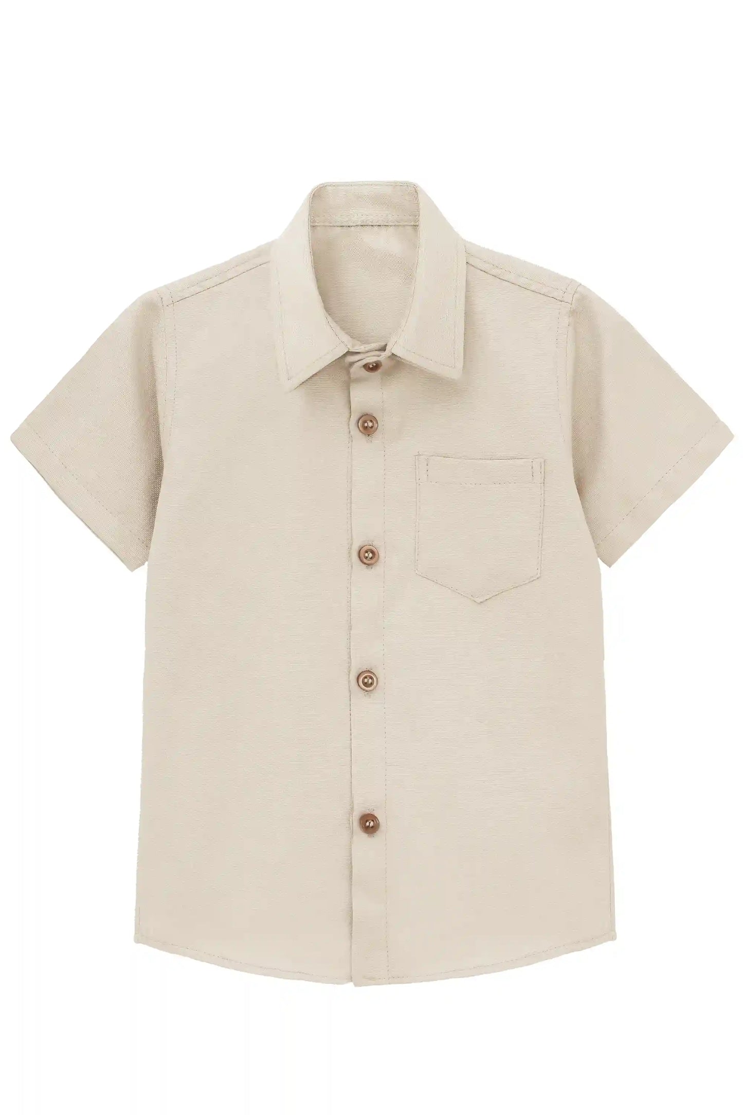 Boys' Button Down Shirt Solid Short Sleeve Classic Solid Oxford Dress Shirt