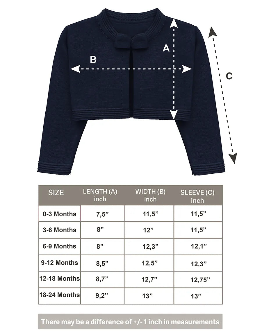 Baby Girls' Long Sleeve Bowknot Closure Bolero Cardigan