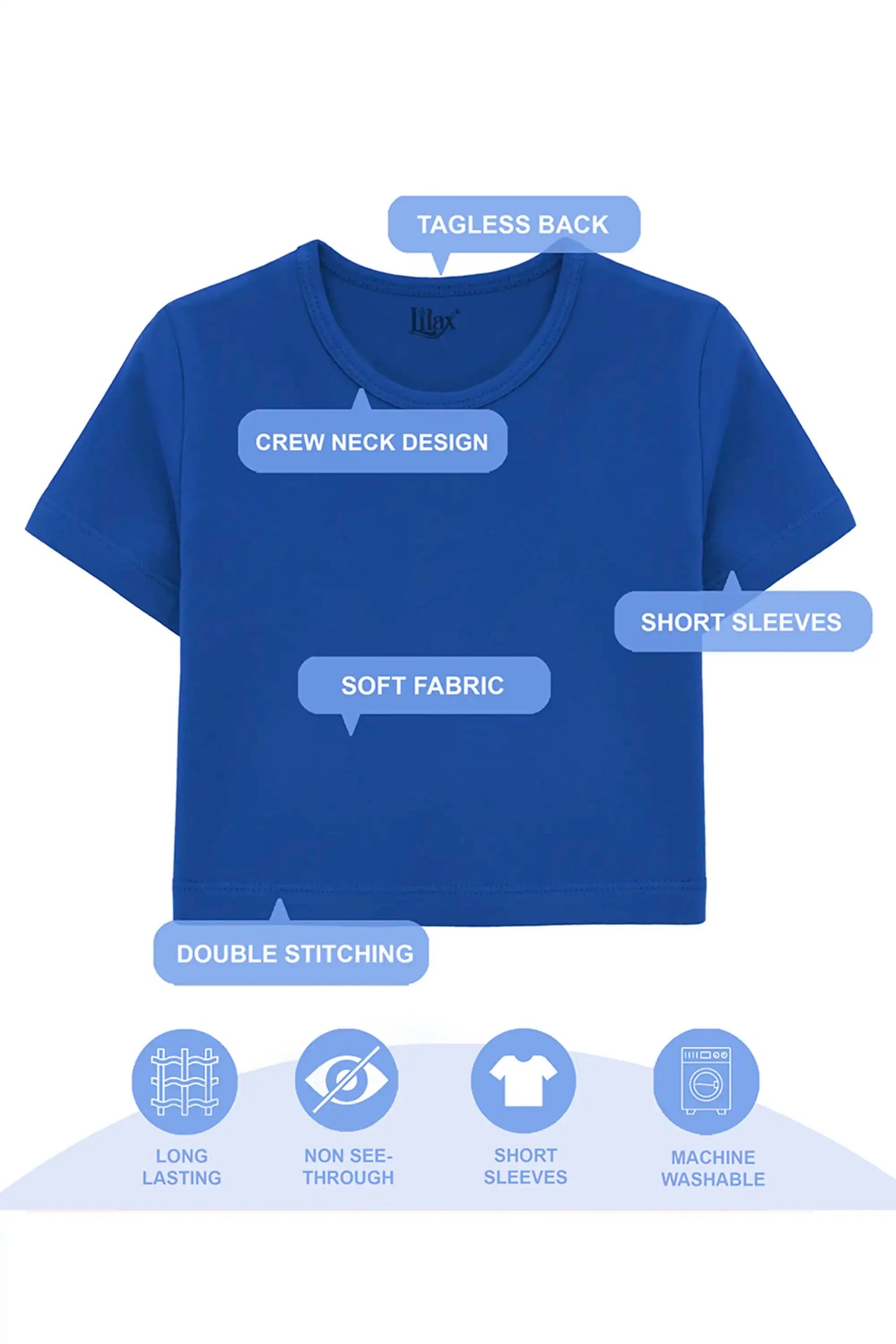 Girls Short Sleeve Crewneck Crop Top Tee
