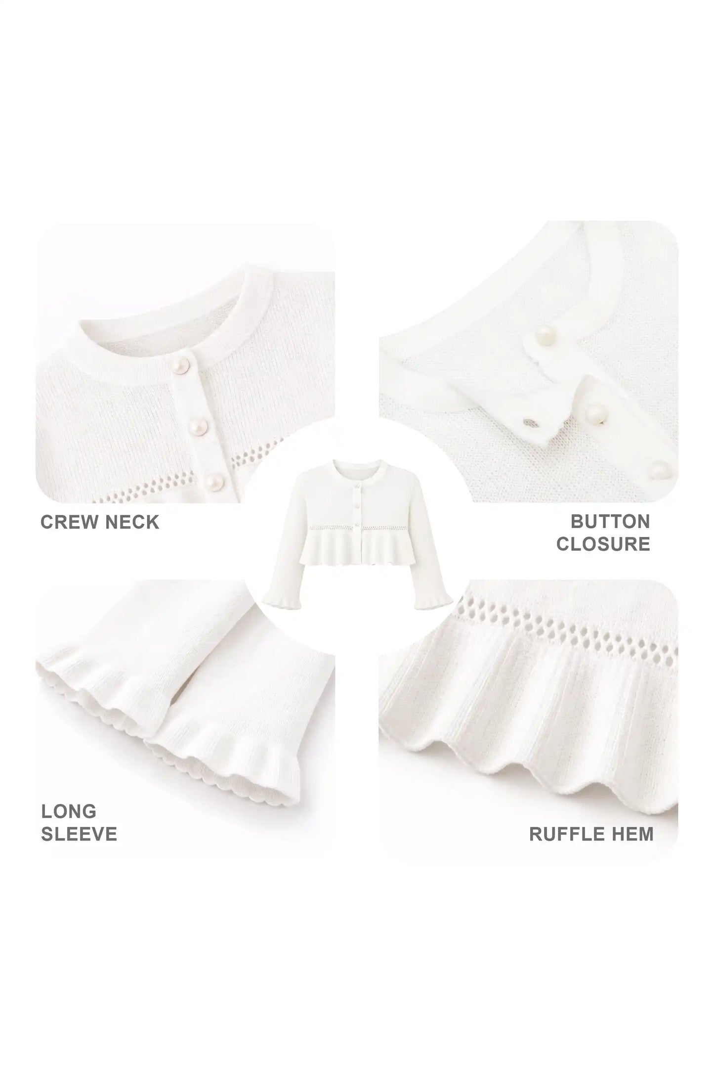 Baby Girls' Long Sleeve Knit One Button Closure Bolero Shrug
