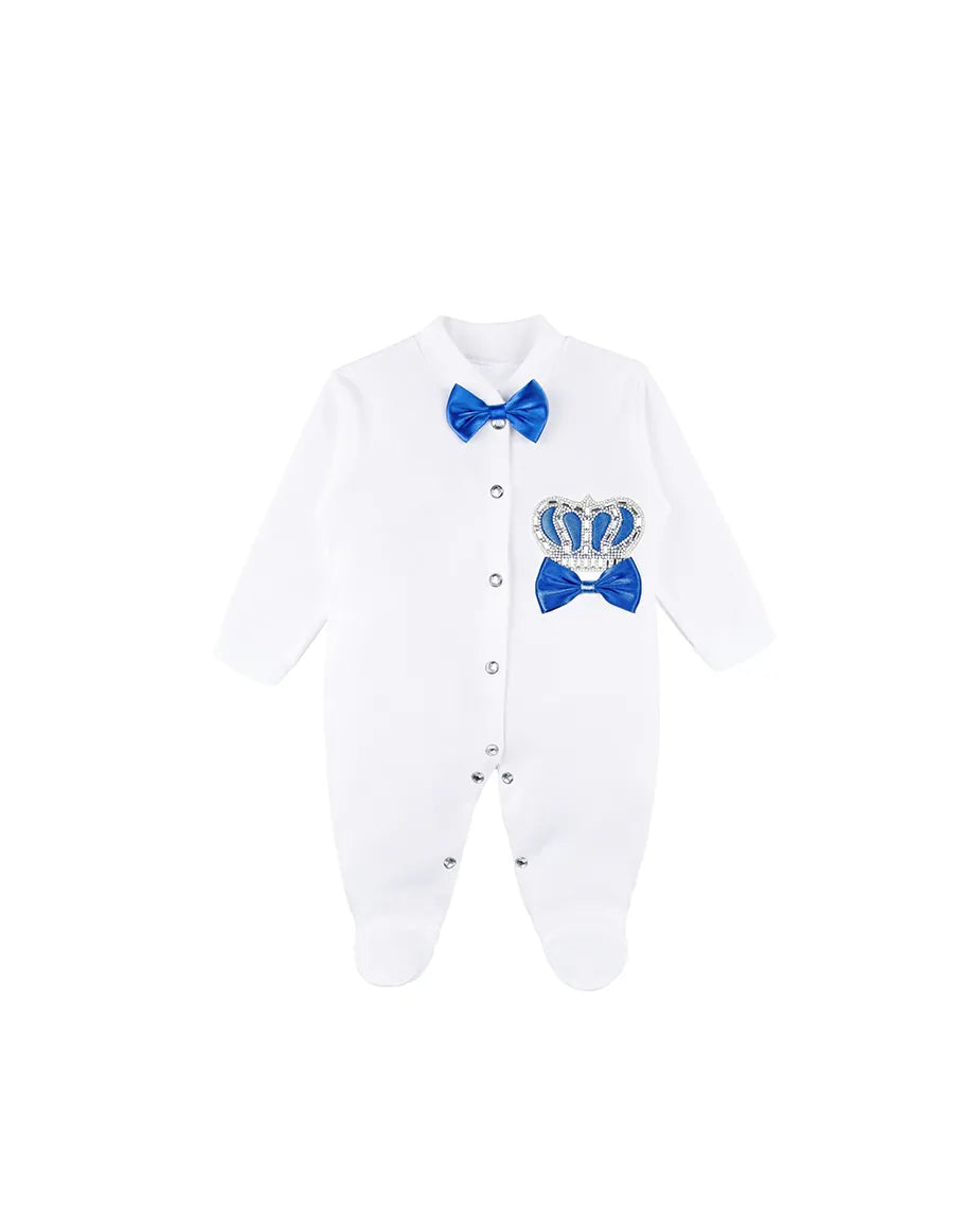 Newborn 3-Piece Cotton Jeweled Crown Layette Set