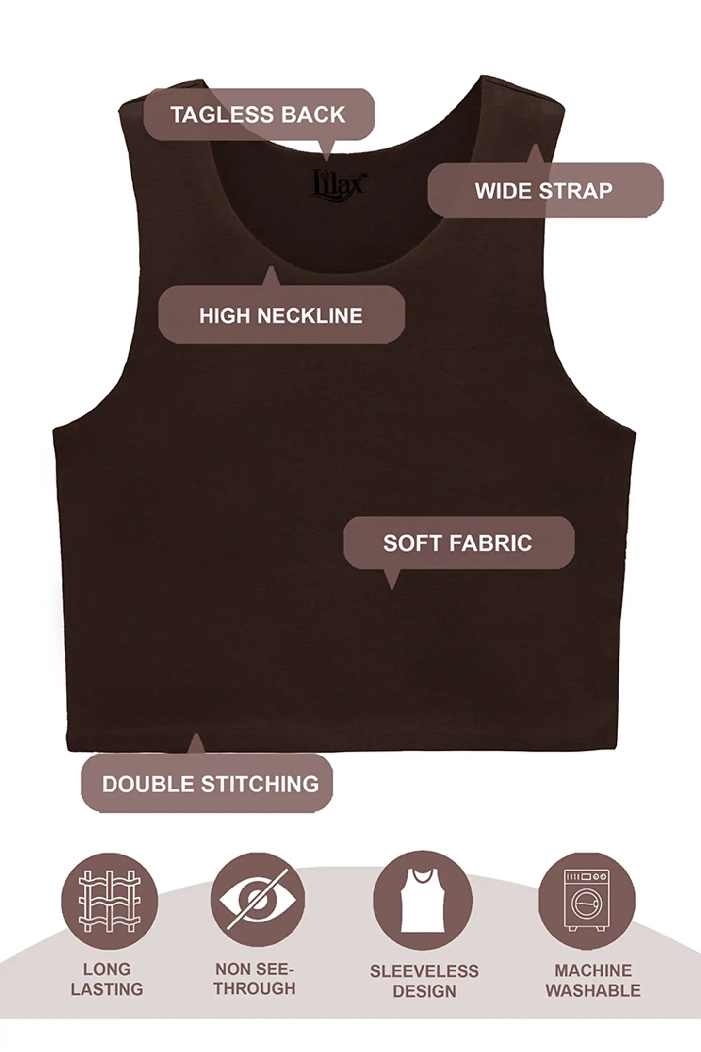 Girls' Double Lined Sleeveless Basic Crop Tank Top