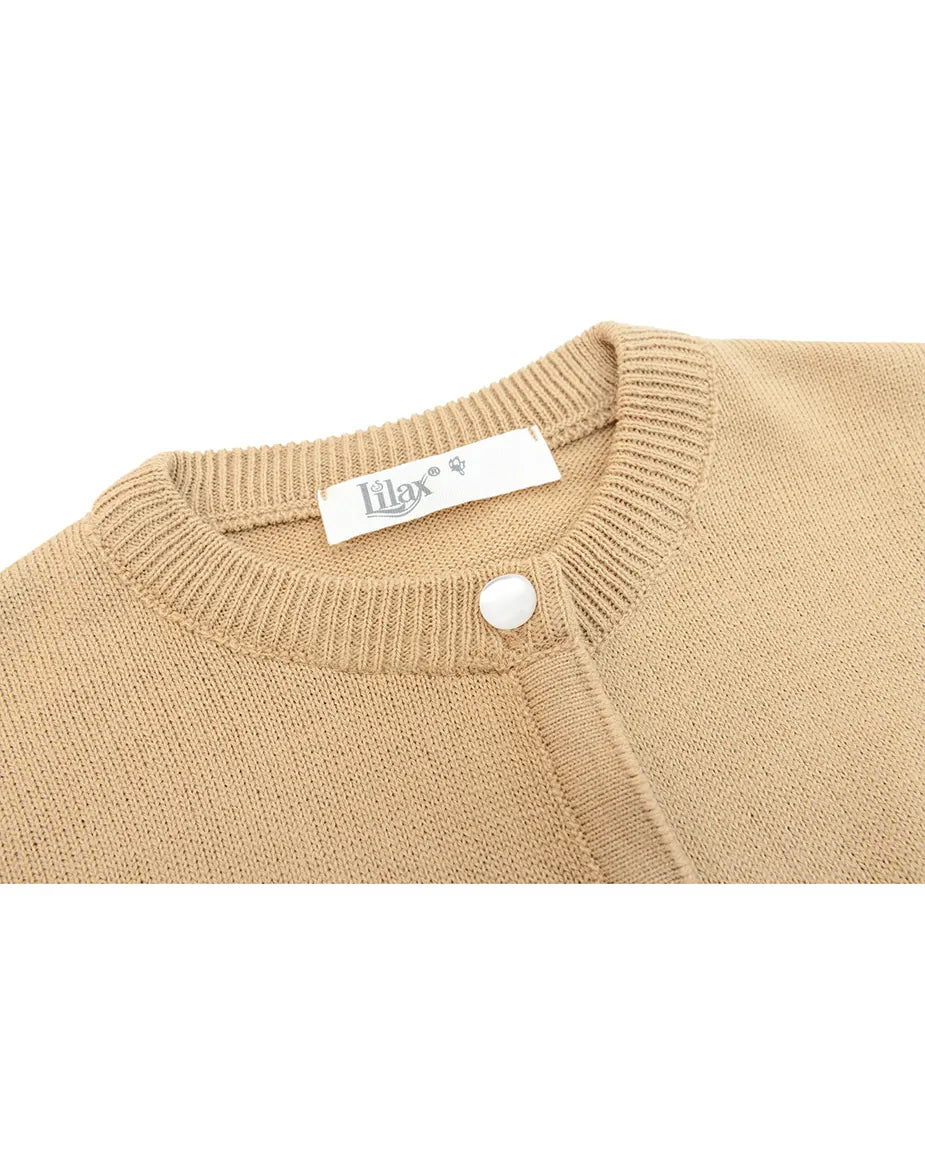 Girls Knit Pearl Buttoned Cardigan Sweater