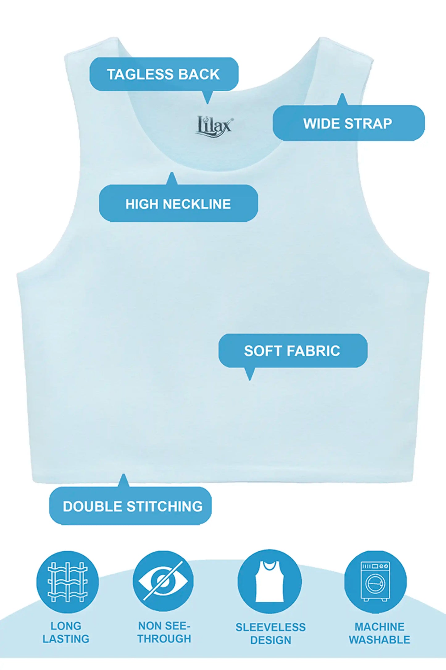Girls' Double Lined Sleeveless Basic Crop Tank Top