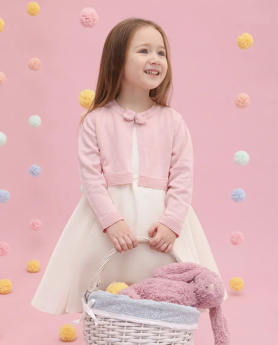 Little Girls' Long Sleeve Bowknot Closure Bolero Cardigan