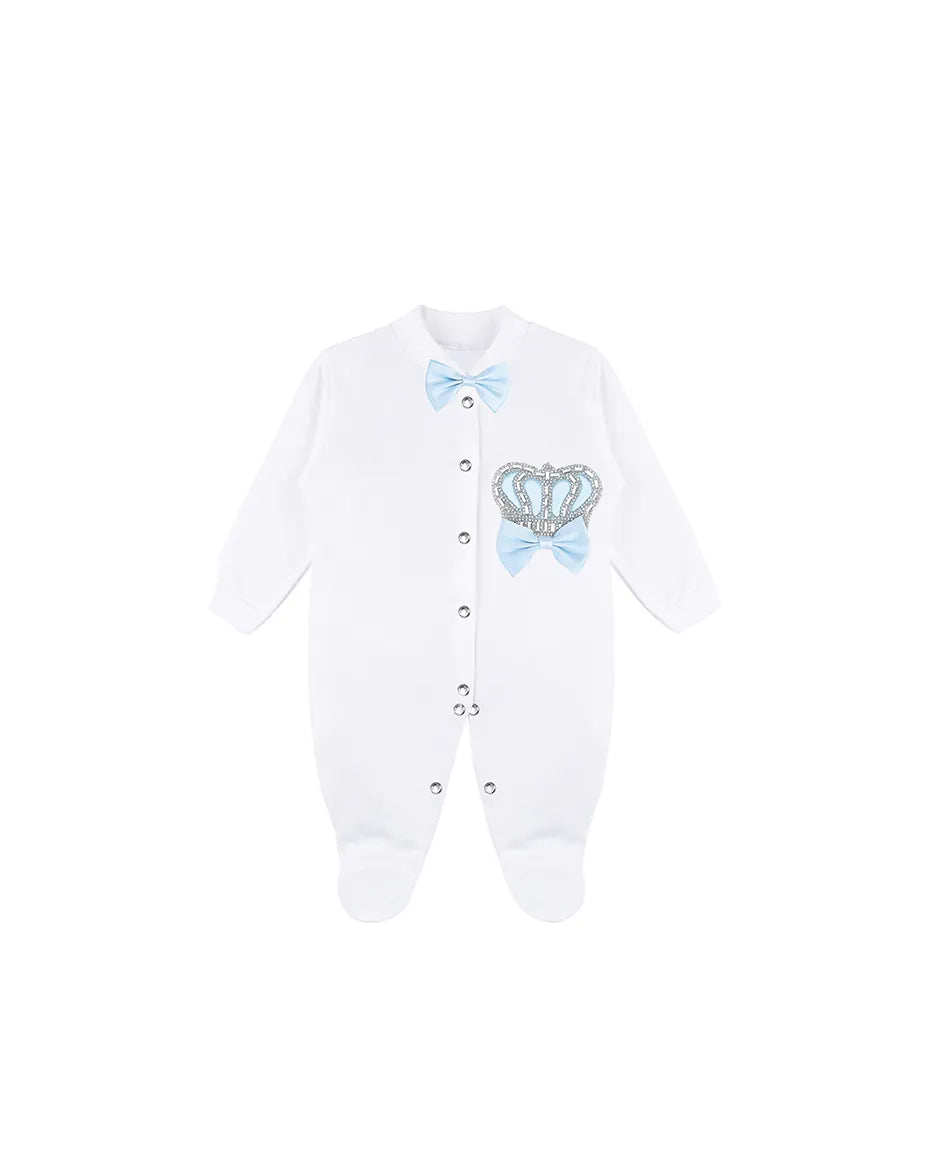 Newborn 3-Piece Cotton Jeweled Crown Layette Set