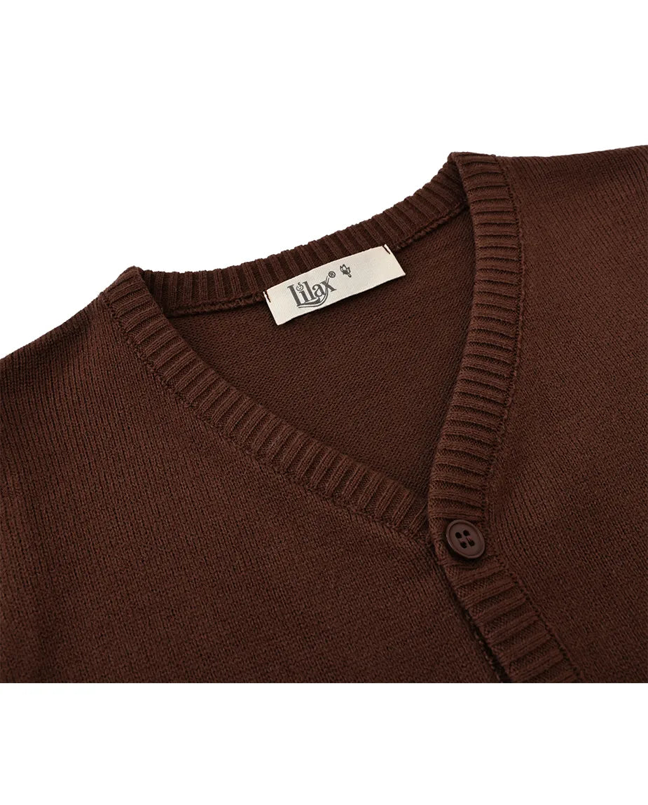 V-Neck Cardigan Sweater for Boys - Featuring Button Closure, Toddler to Youth
