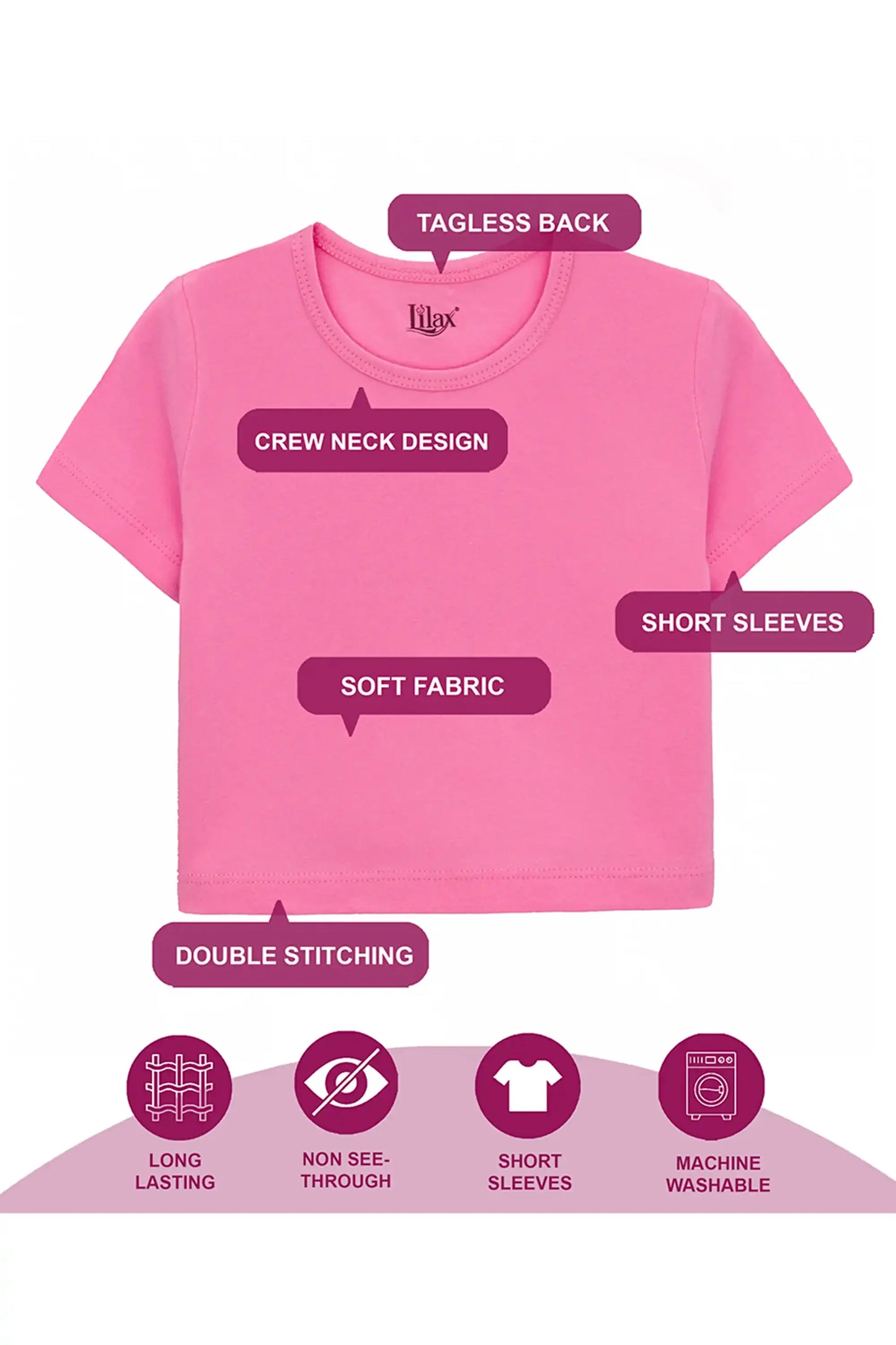 Girls Short Sleeve Crewneck Crop Top Tee