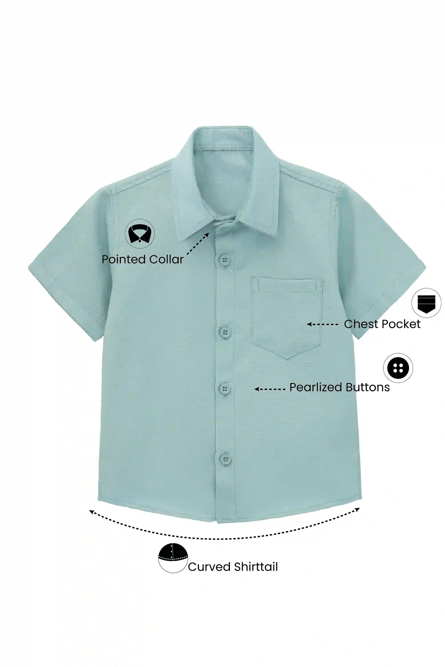 Boys' Button Down Shirt Solid Short Sleeve Classic Solid Oxford Dress Shirt