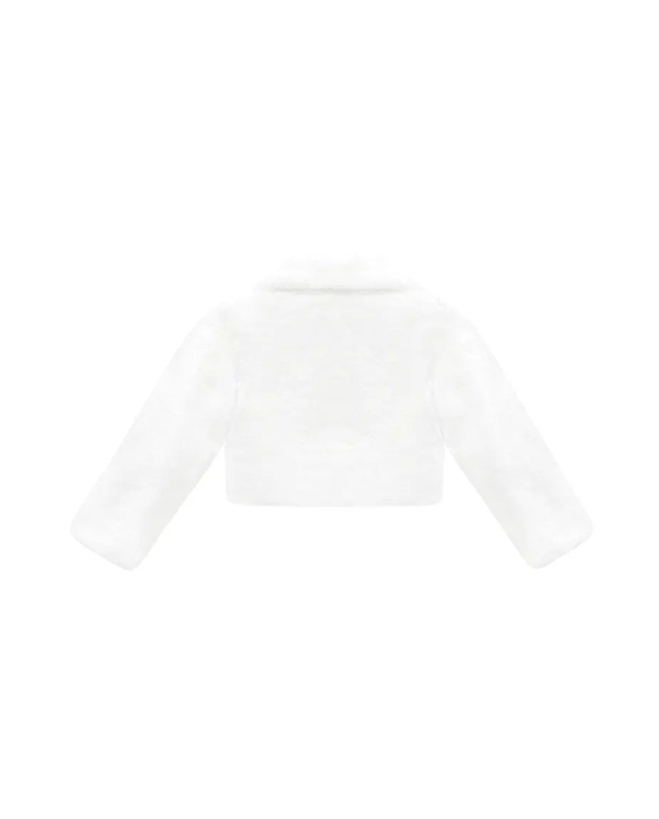 Girls Faux Fur Bolero Oversized Collar Jacket