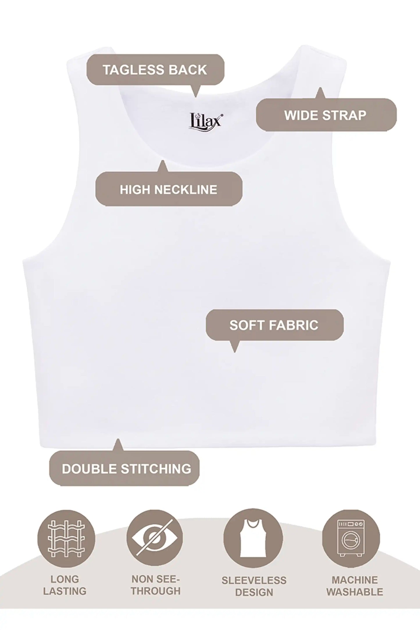Girls' Double Lined Sleeveless Basic Crop Tank Top